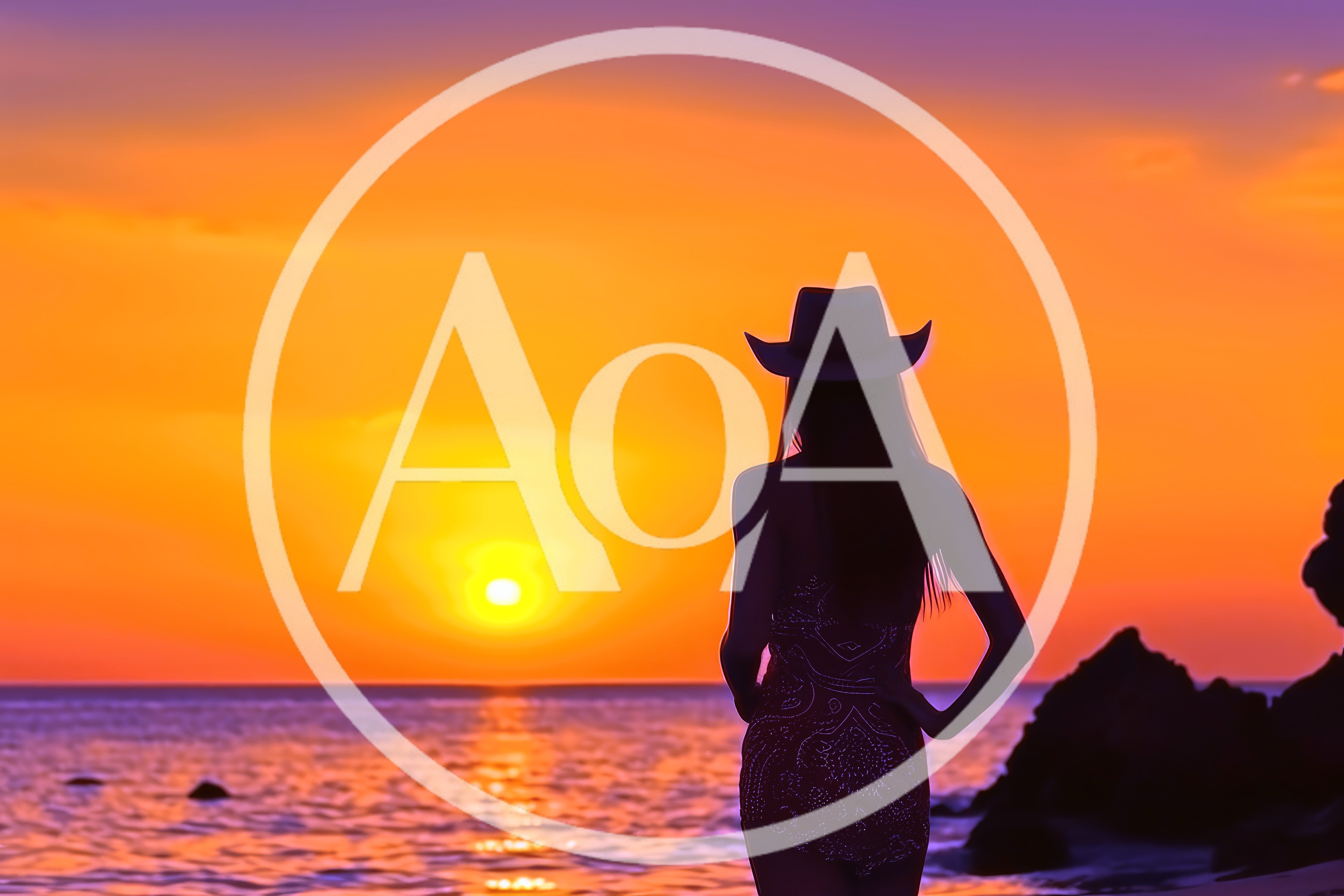 Silhouette of a Woman in a Cowboy Hat at Sunset