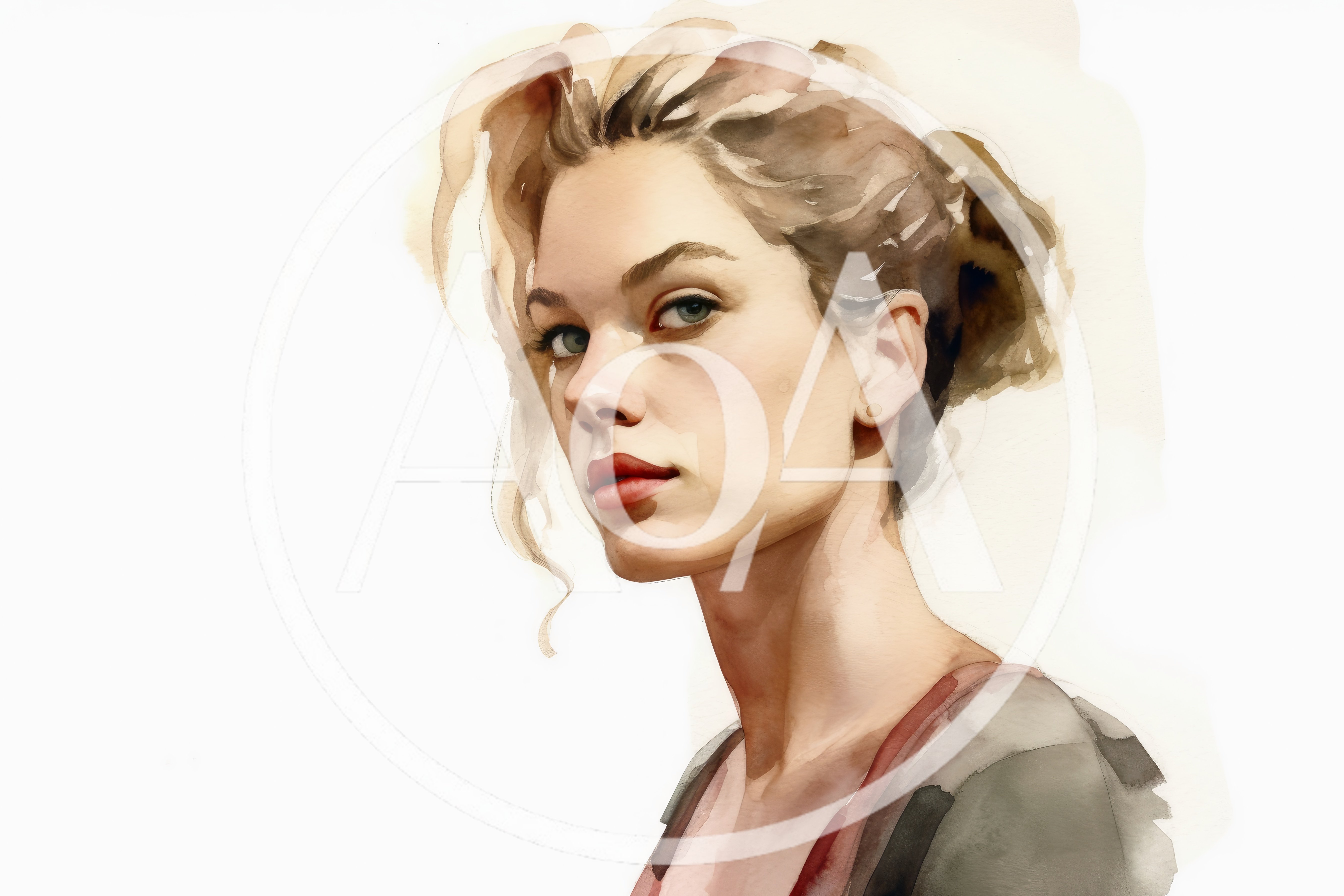 Watercolor Portrait Of A Young Woman