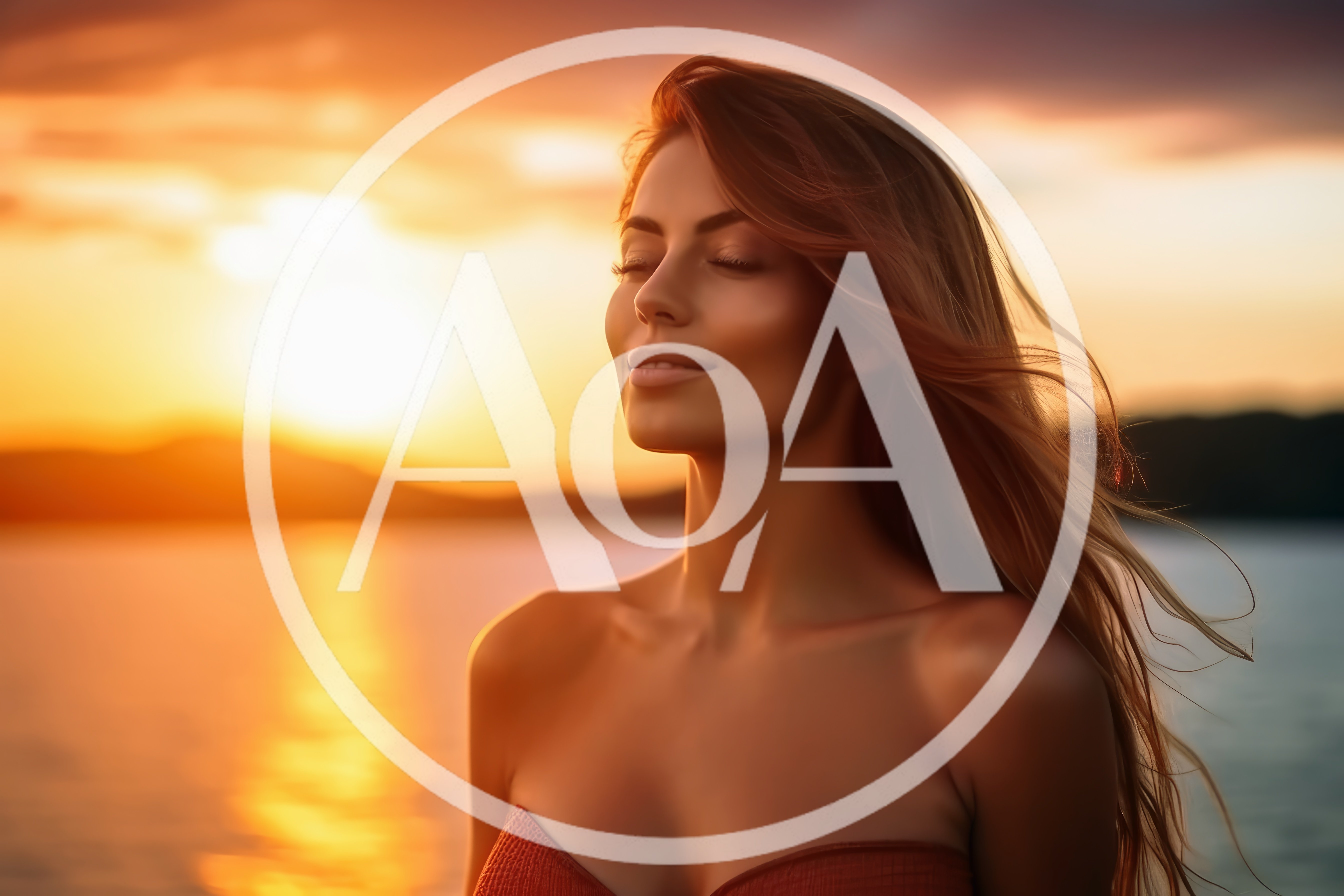 Woman Enjoying Sunset Breeze By The Ocean