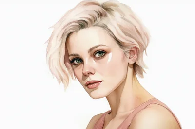Portrait Of A Young Woman With Short Blonde Hair