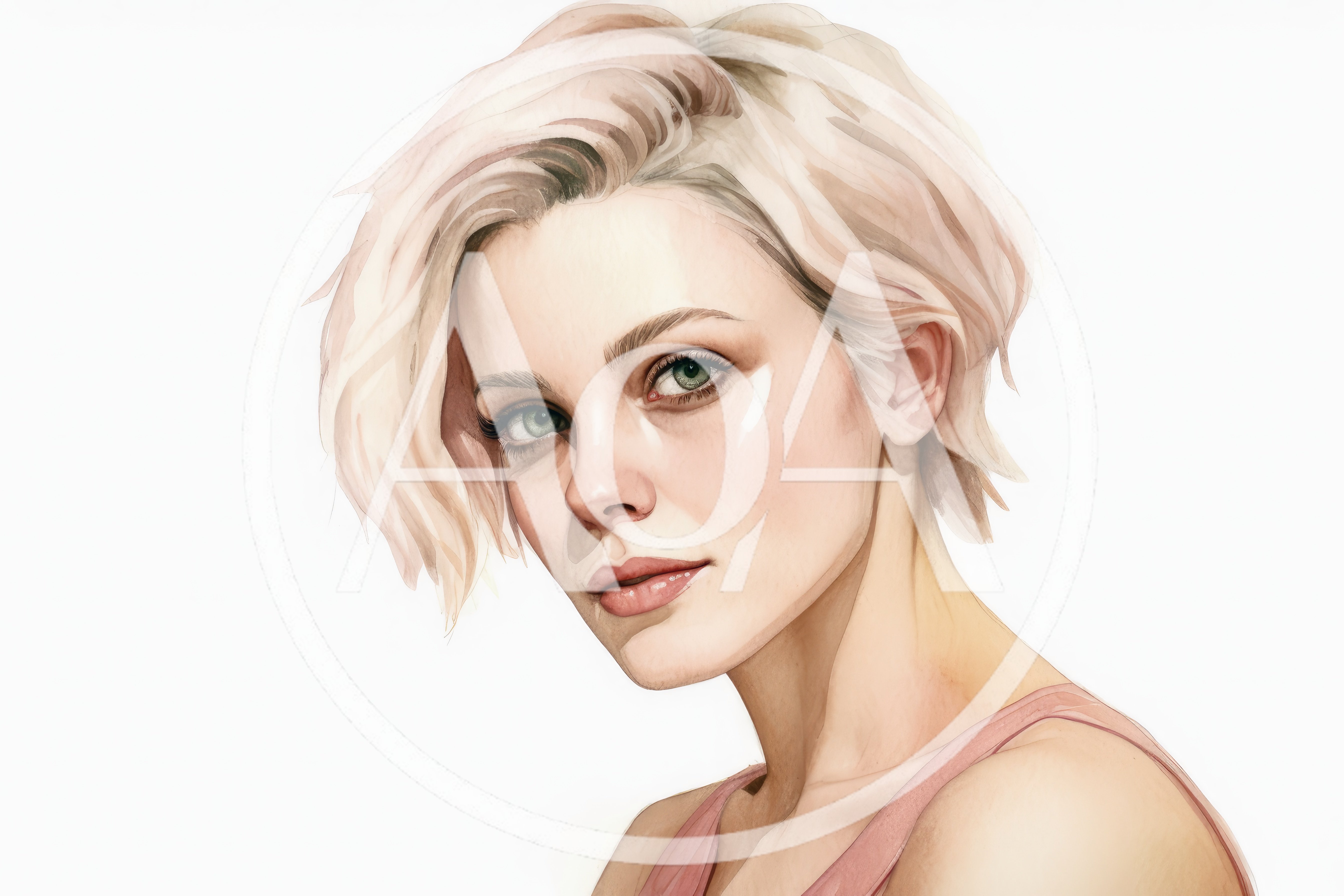 Portrait Of A Young Woman With Short Blonde Hair