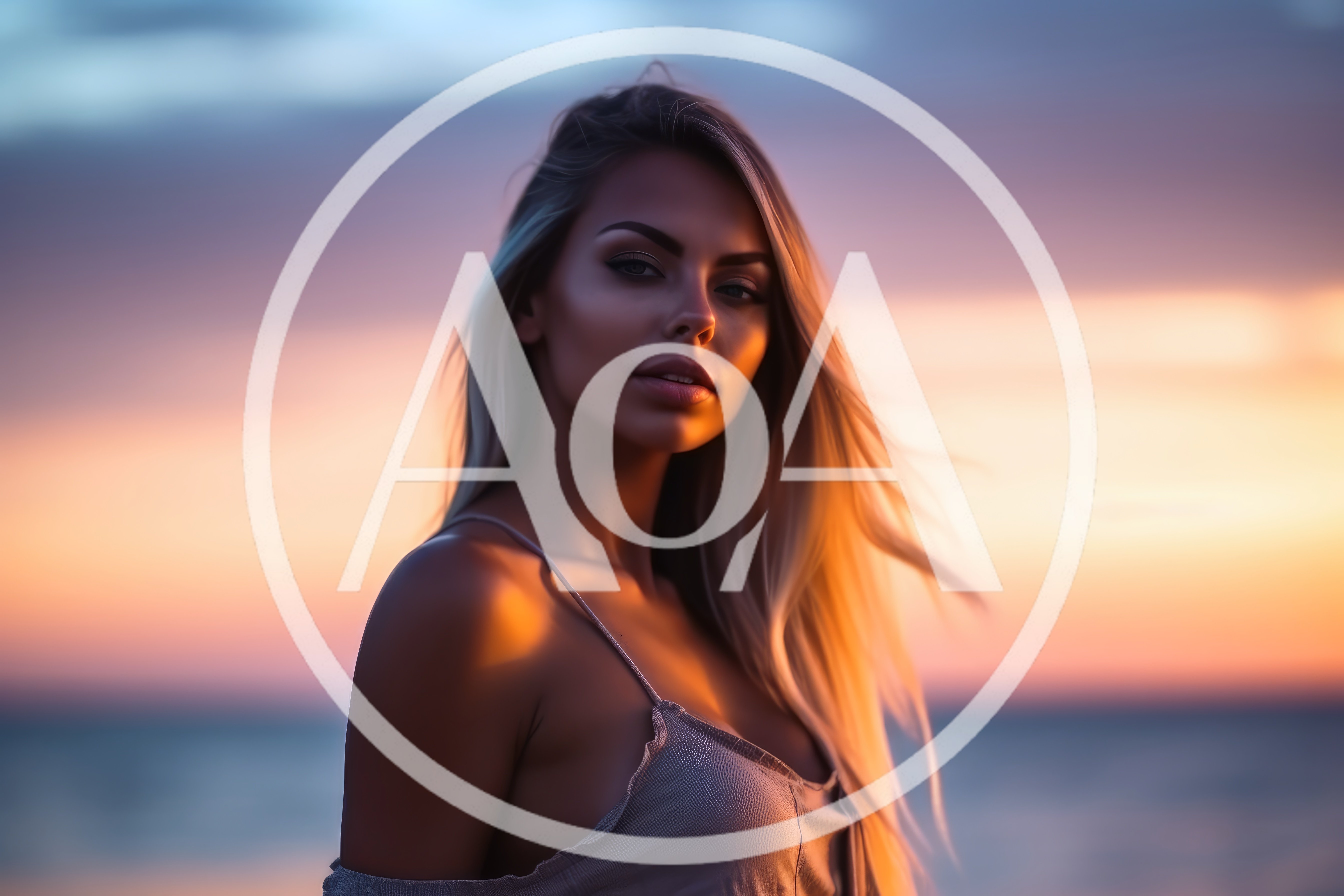 Portrait Of A Beautiful Blonde Woman At Sunset