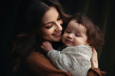 Loving Mother Holding Her Newborn Baby