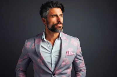 Portrait Of A Sophisticated Man In Floral Blazer