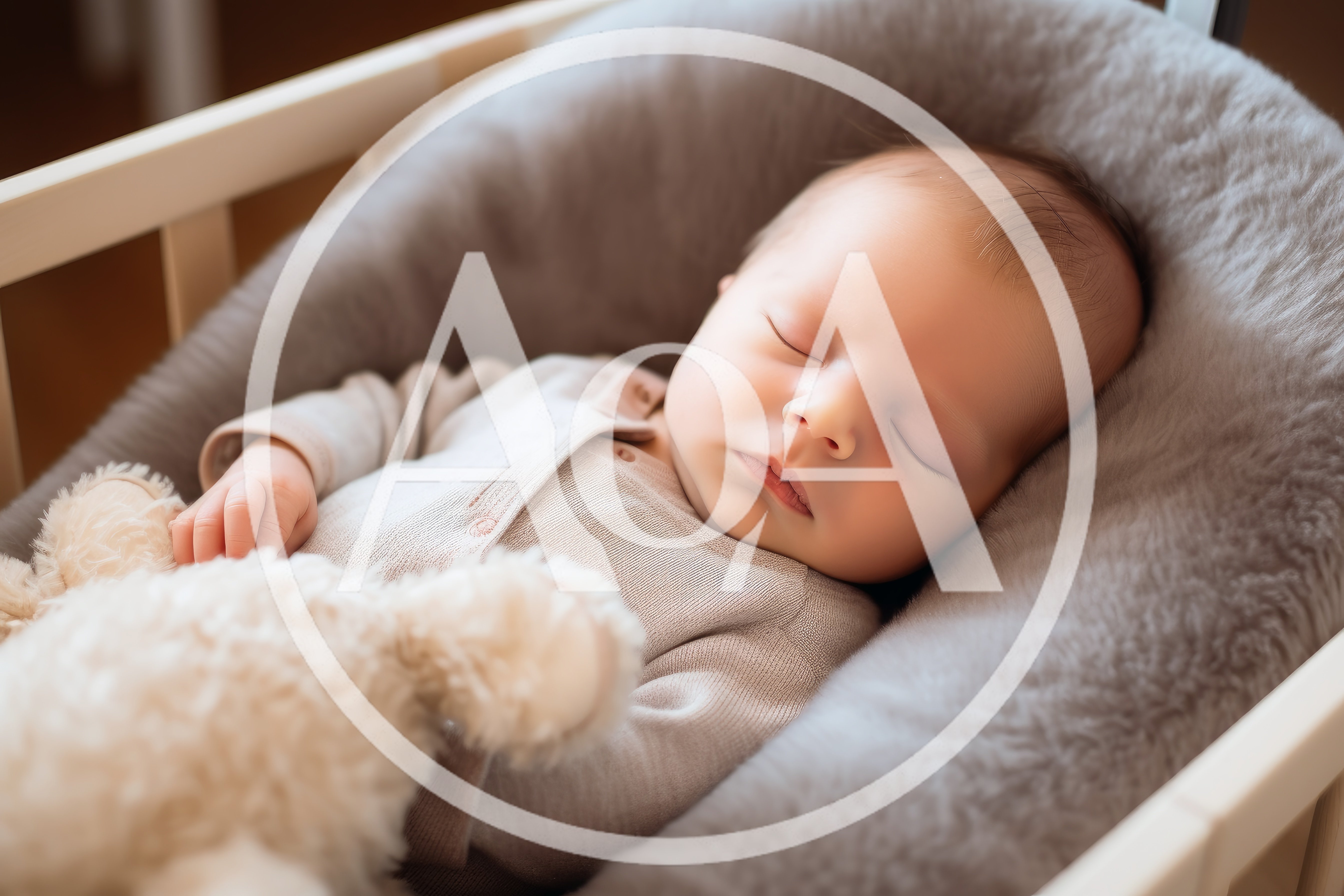 Newborn Baby Sleeping Peacefully With A Plush Toy