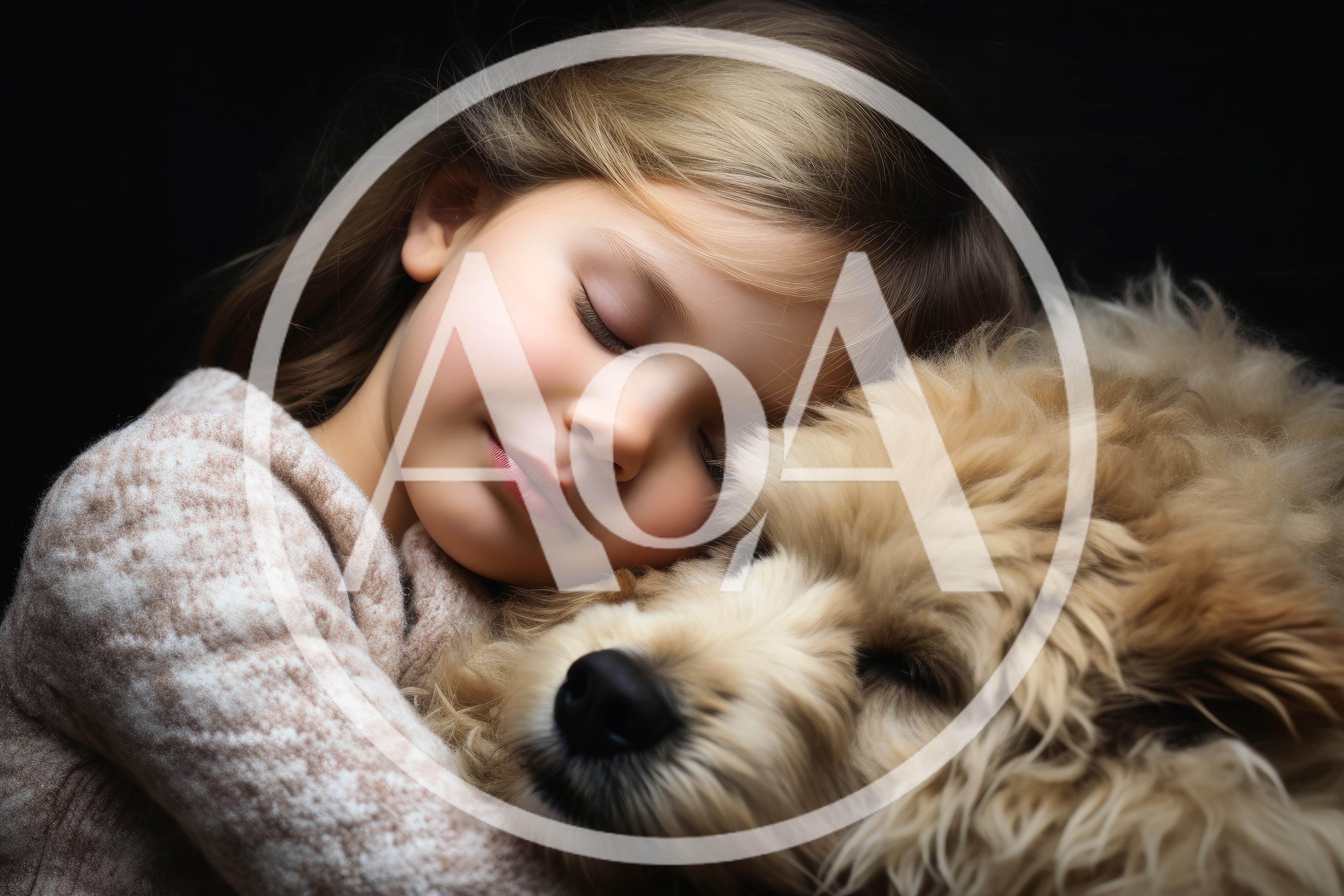 Young Girl Sleeping Peacefully With Her Fluffy Dog