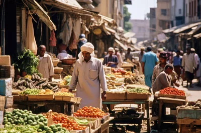 Busy Traditional Market Scene In Egypt