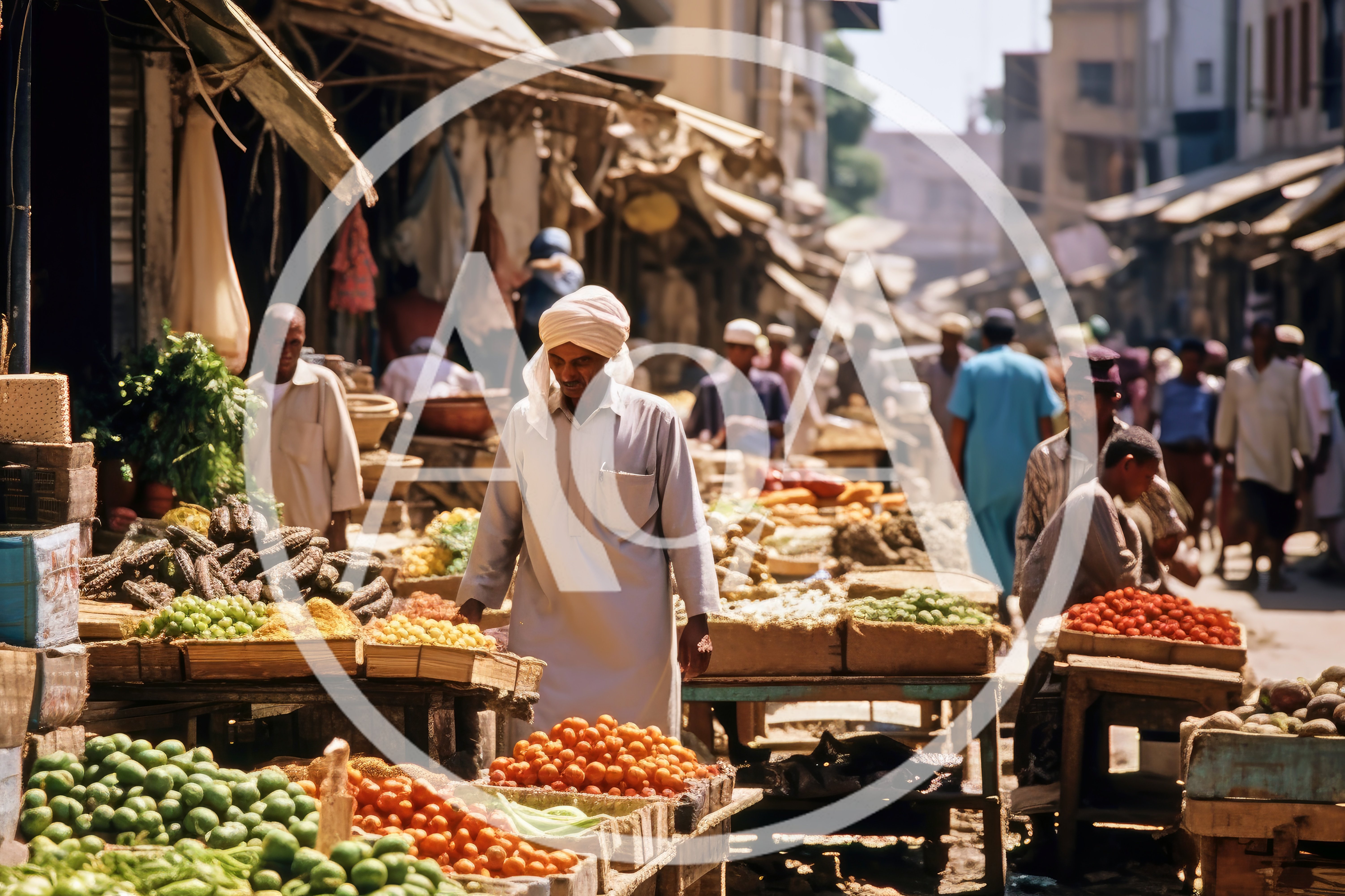 Busy Traditional Market Scene In Egypt