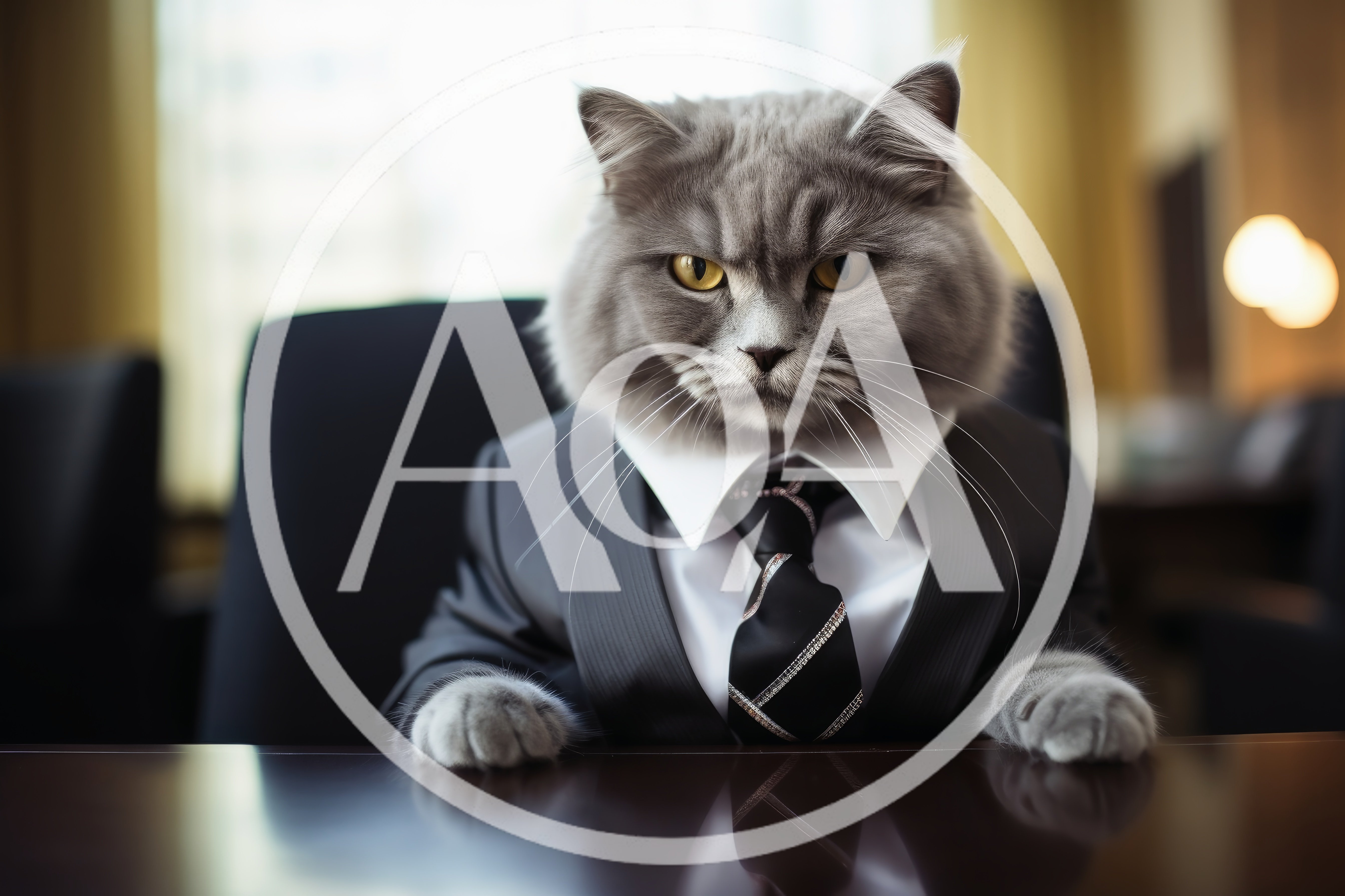 Serious Business Cat Wearing A Suit And Tie