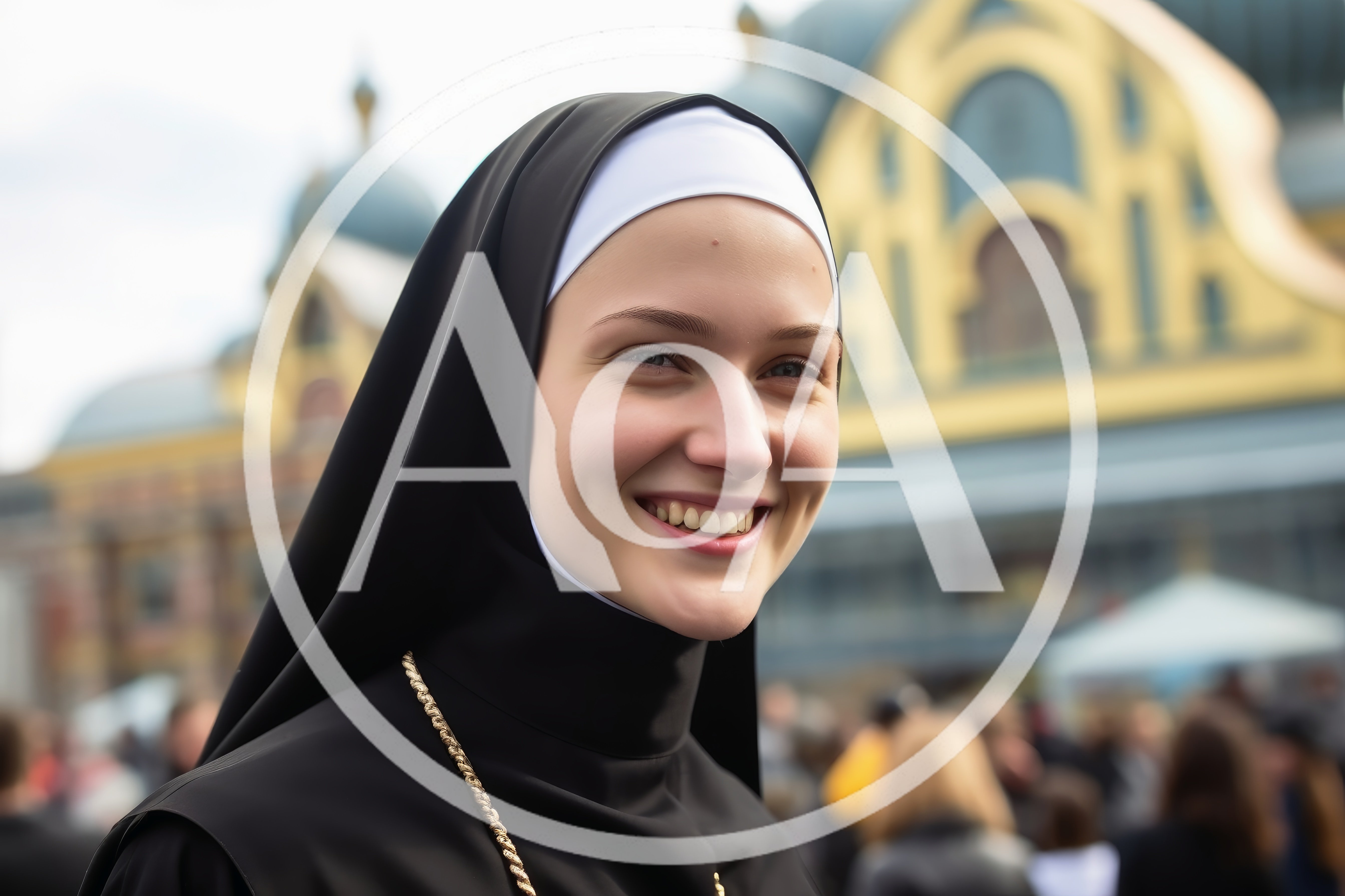 Smiling Young Nun In Traditional Habit