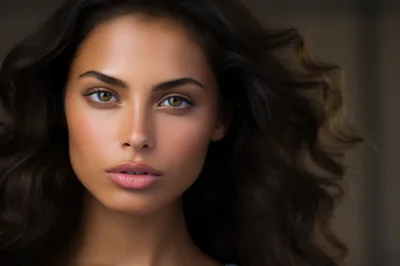 Portrait Of A Beautiful Woman With Wavy Dark Hair