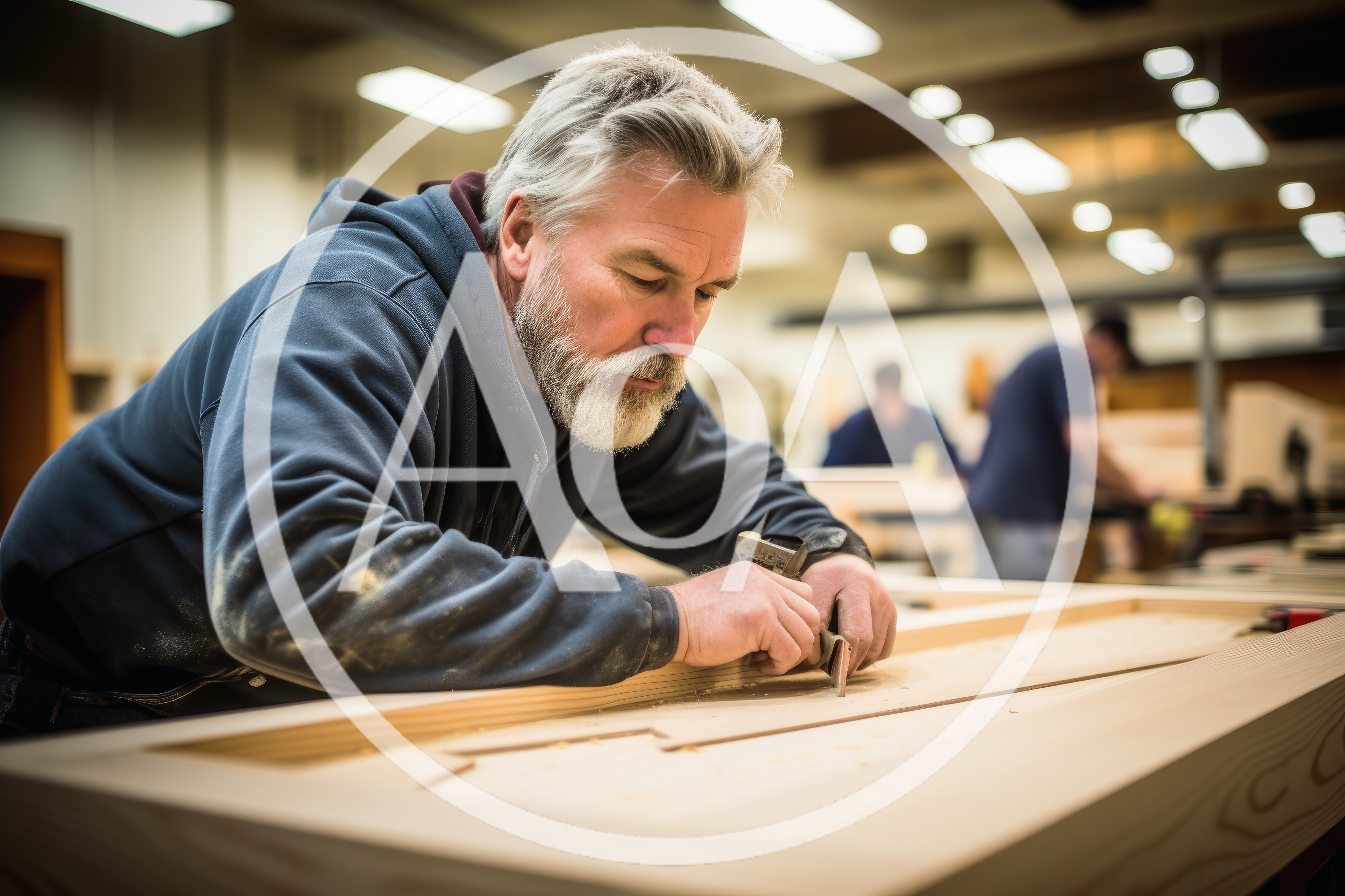 Skilled Carpenter Working On Wood In A Workshop