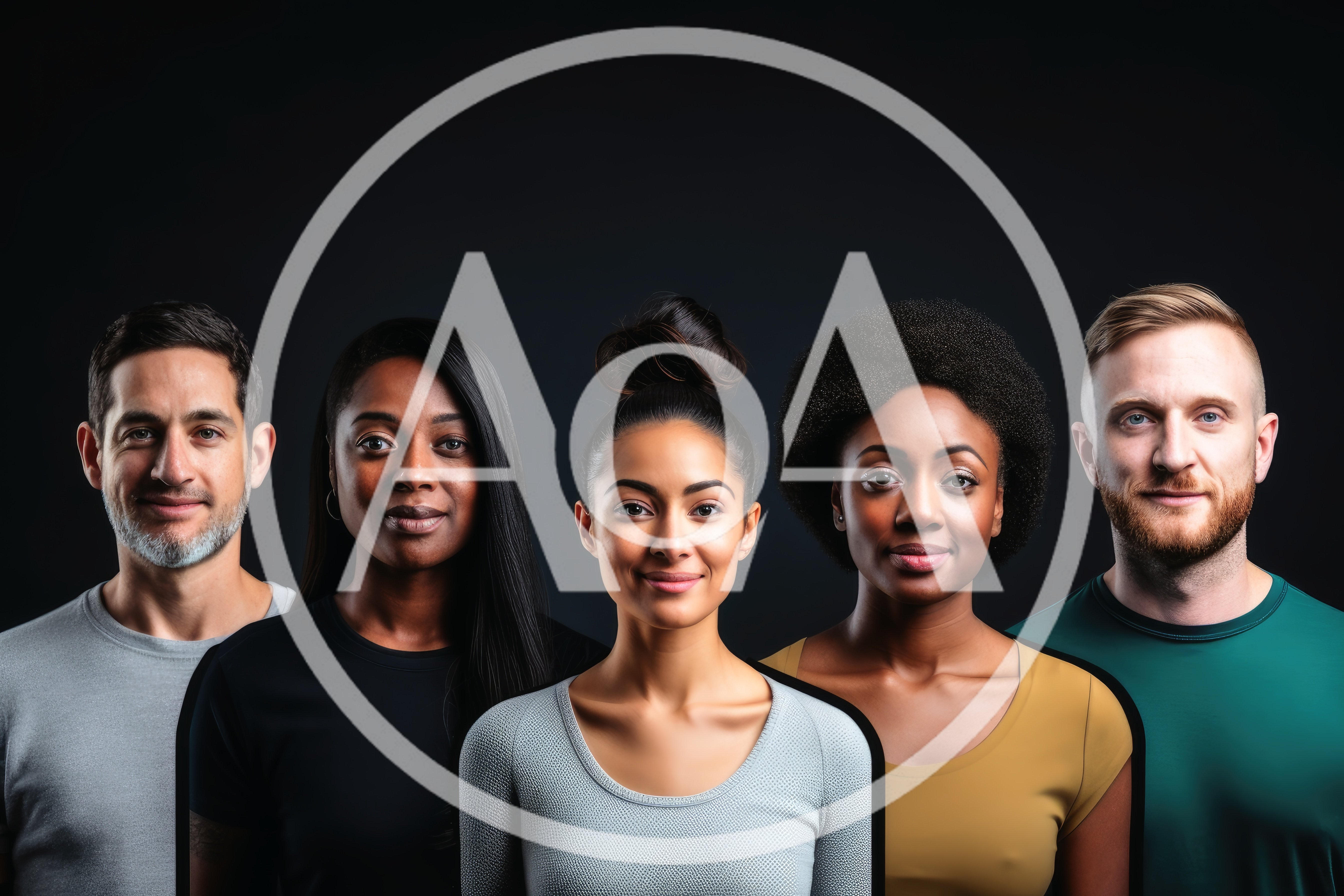 Diverse Group Of Five People Standing Together