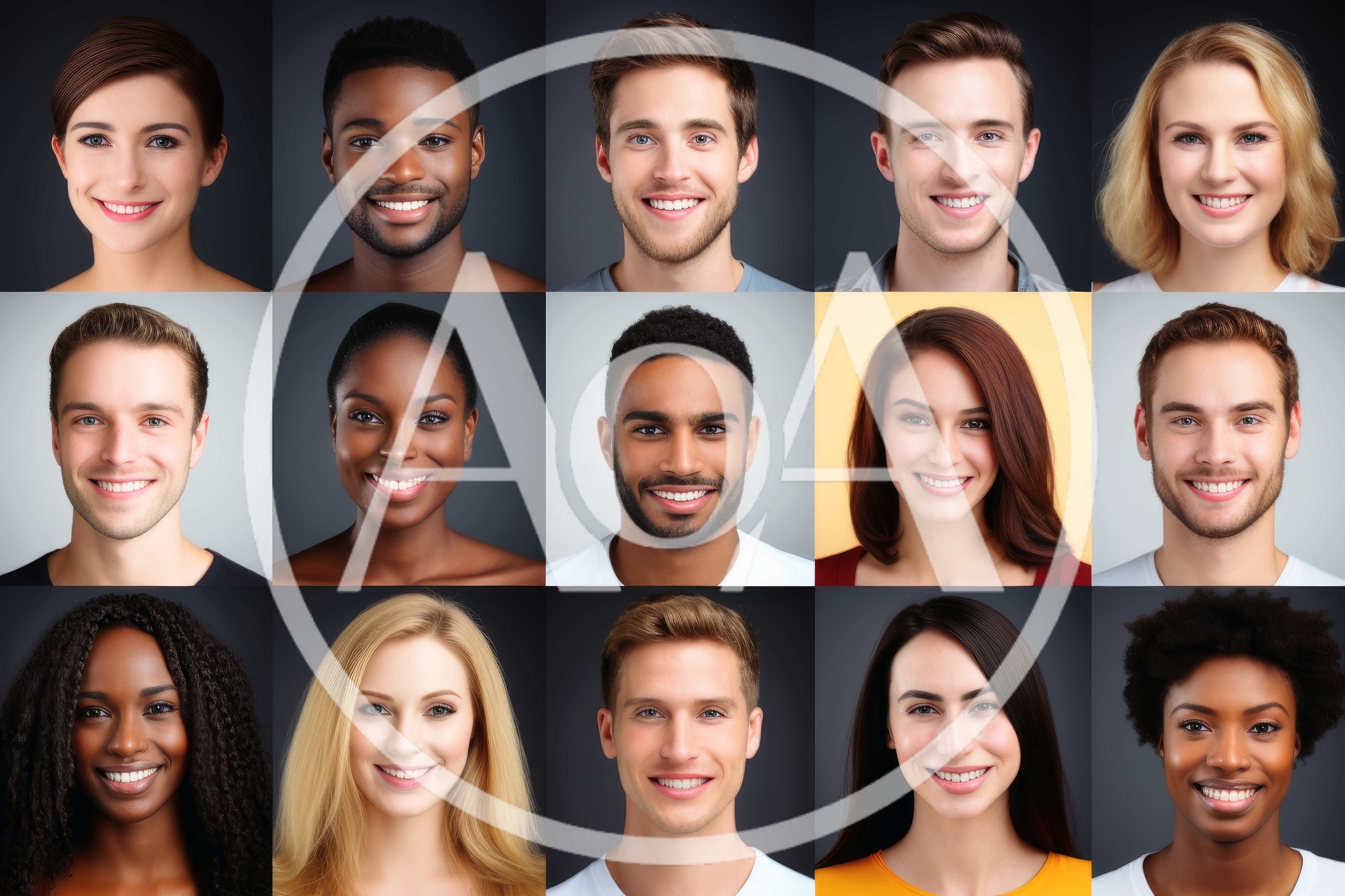 Diverse Group Of Smiling People Portraits