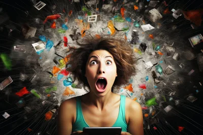 Shocked Woman Looking At Digital Tablet Screen