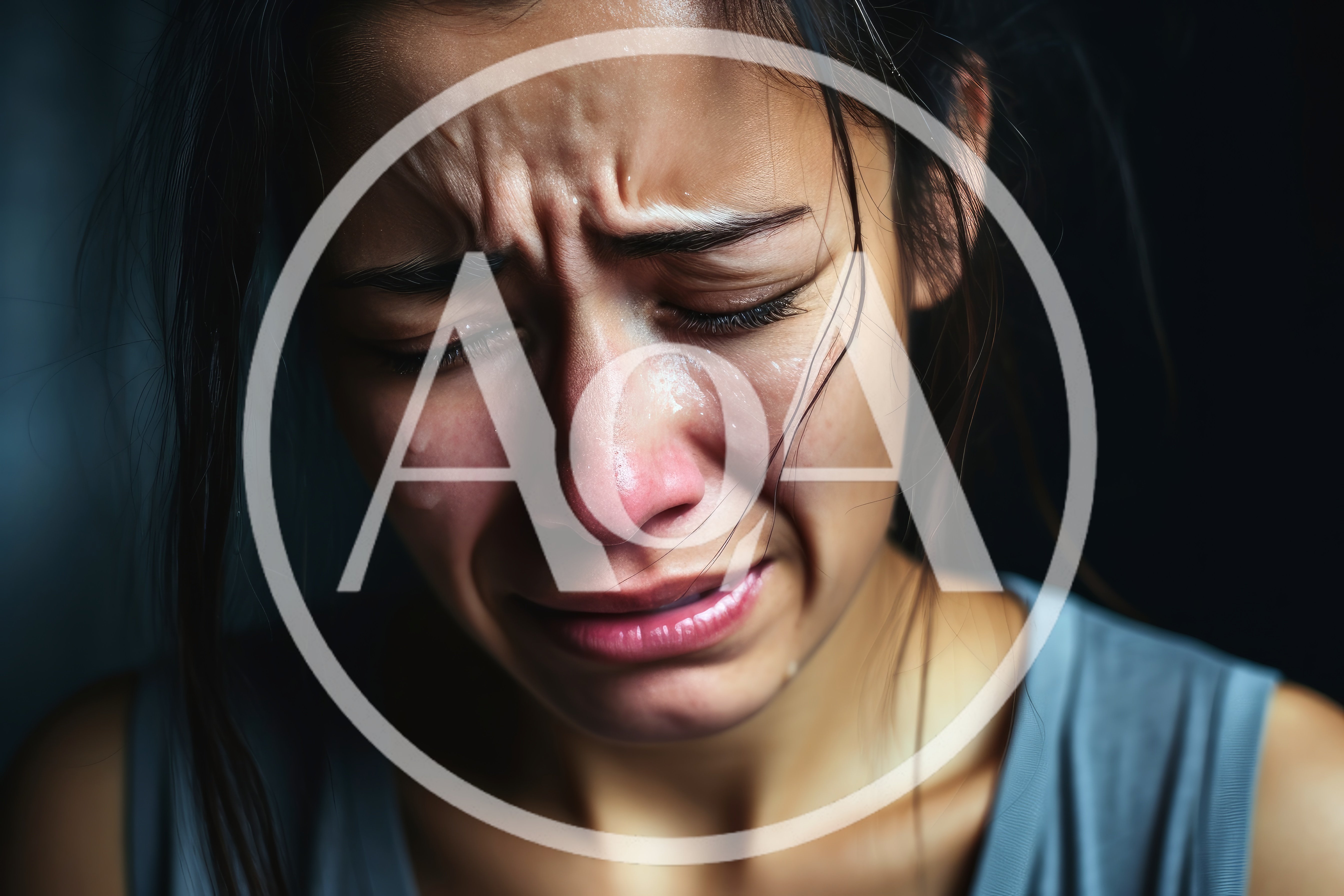 Close Up Portrait Of A Crying Young Woman