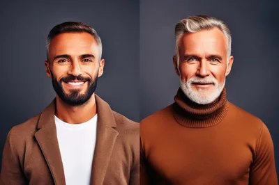 Portrait Of Two Stylish Men In Brown Attire
