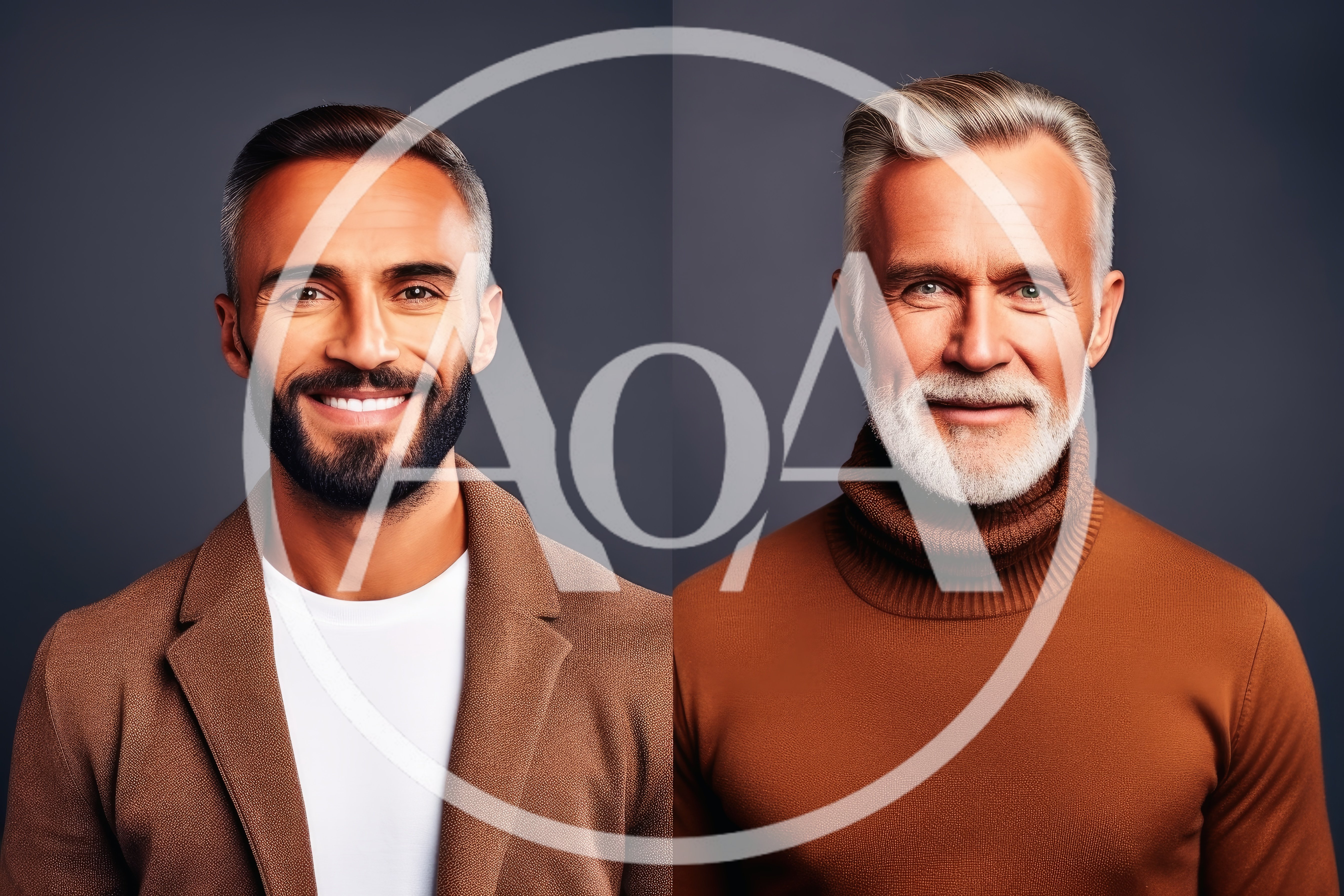 Portrait Of Two Stylish Men In Brown Attire