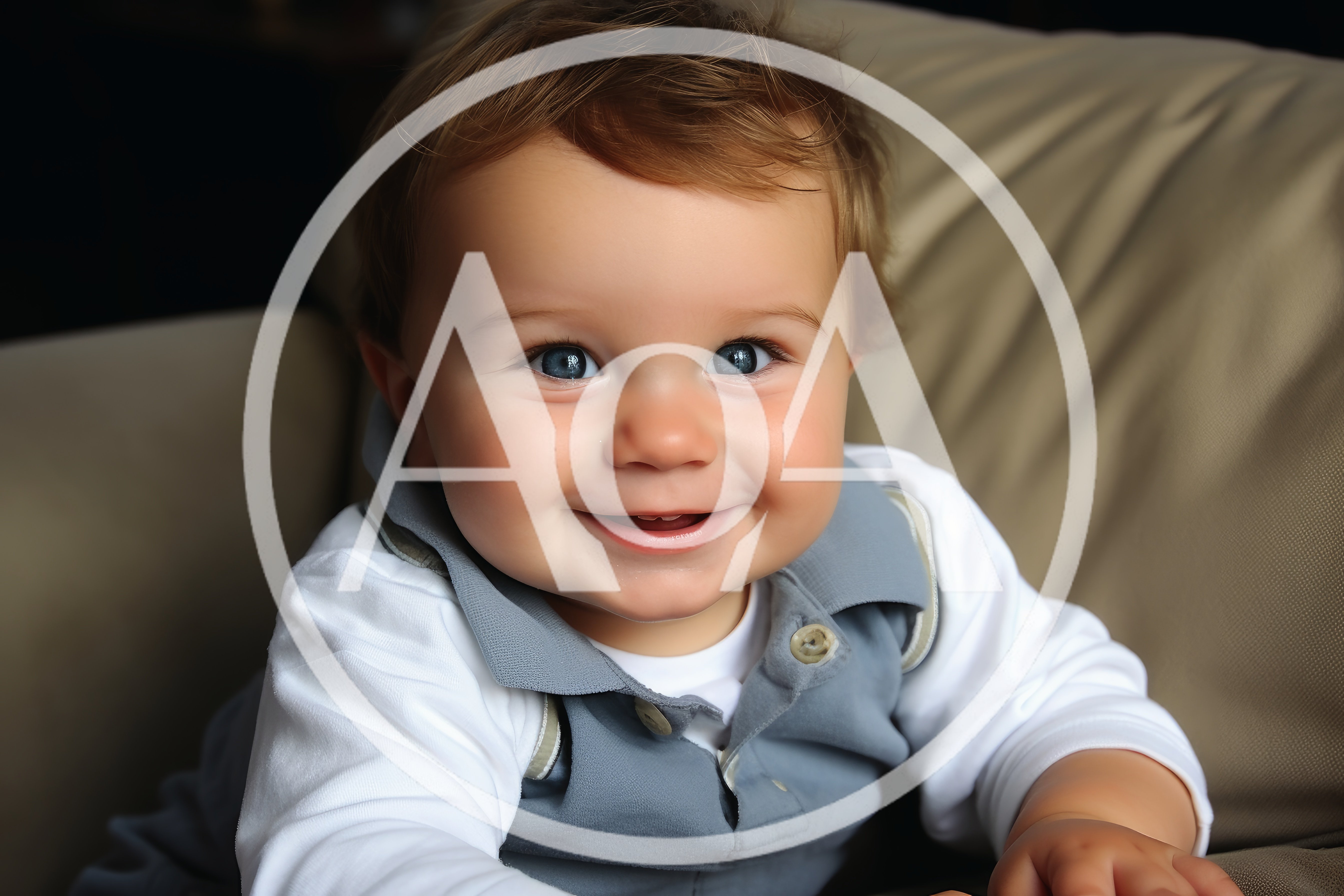 Happy Baby Boy Smiling In A Cozy Living Room