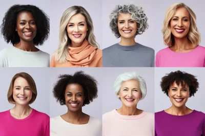 Diverse Group Of Smiling Women Portraits