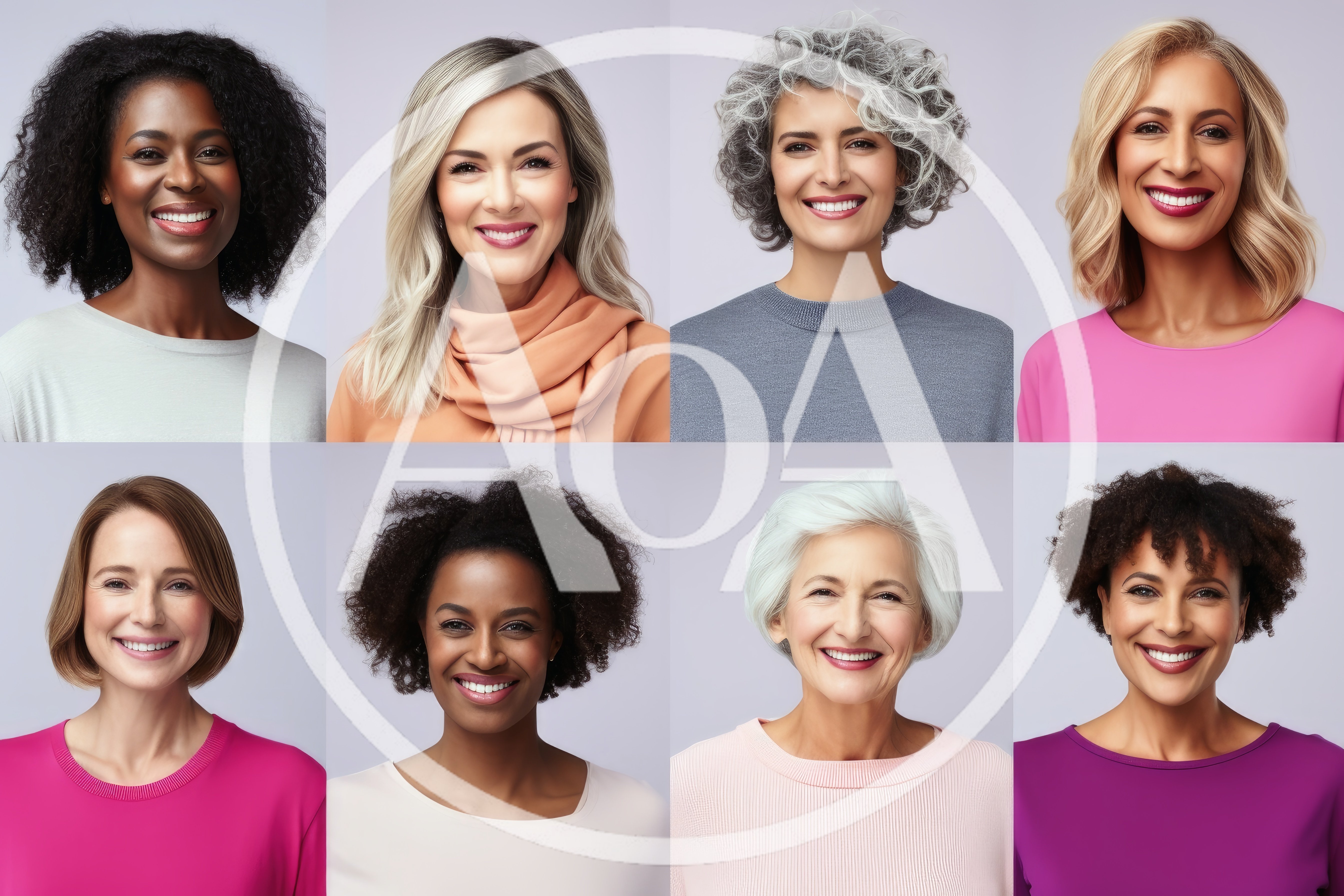 Diverse Group Of Smiling Women Portraits
