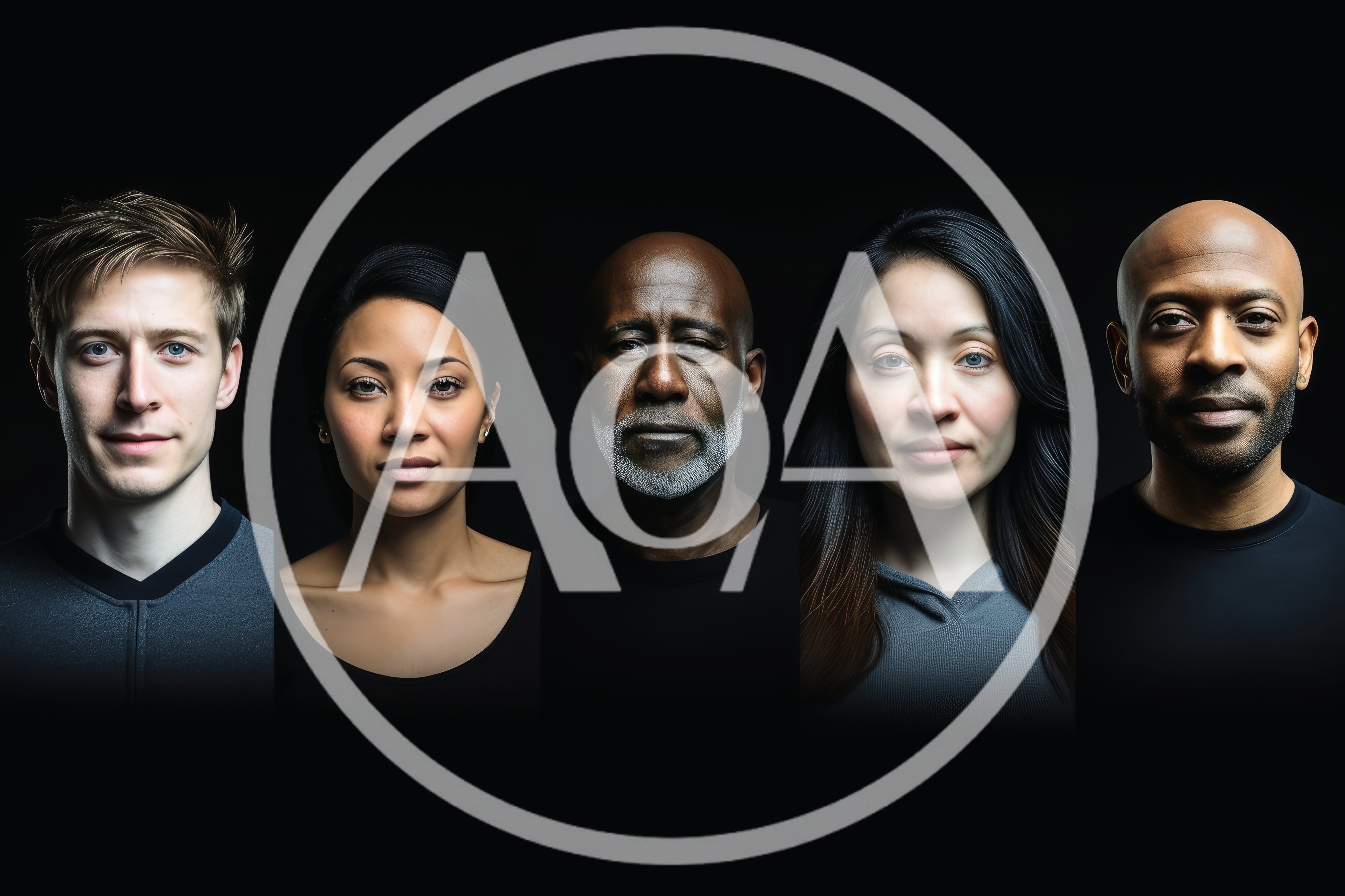 Diverse Group Of People Portraits Against Black Background
