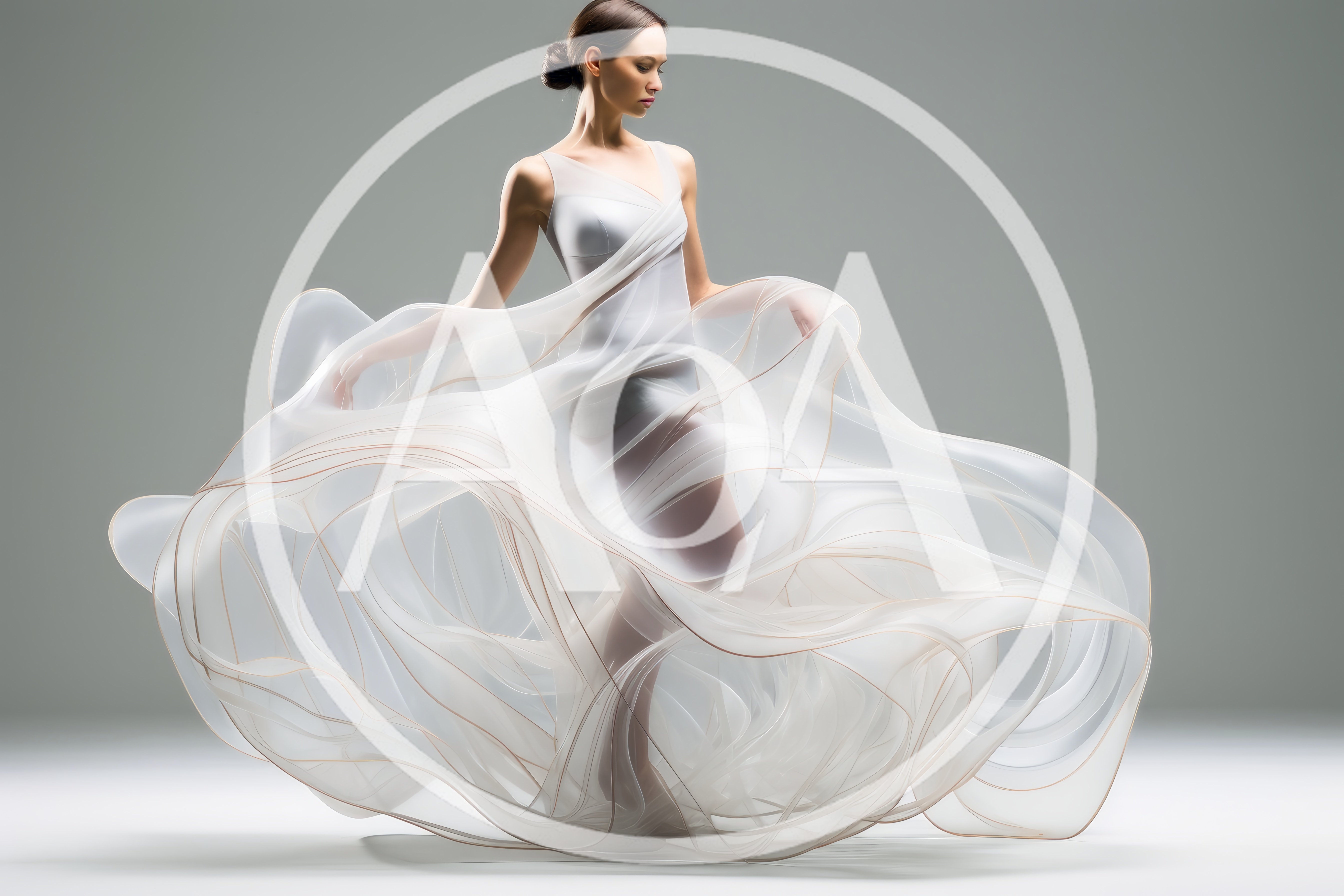 Elegant Ballerina Dancing In Flowing White Dress