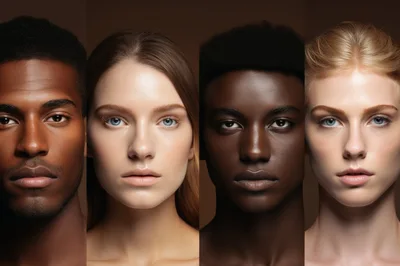 Diverse Portraits Of Four People With Varied Skin Tones