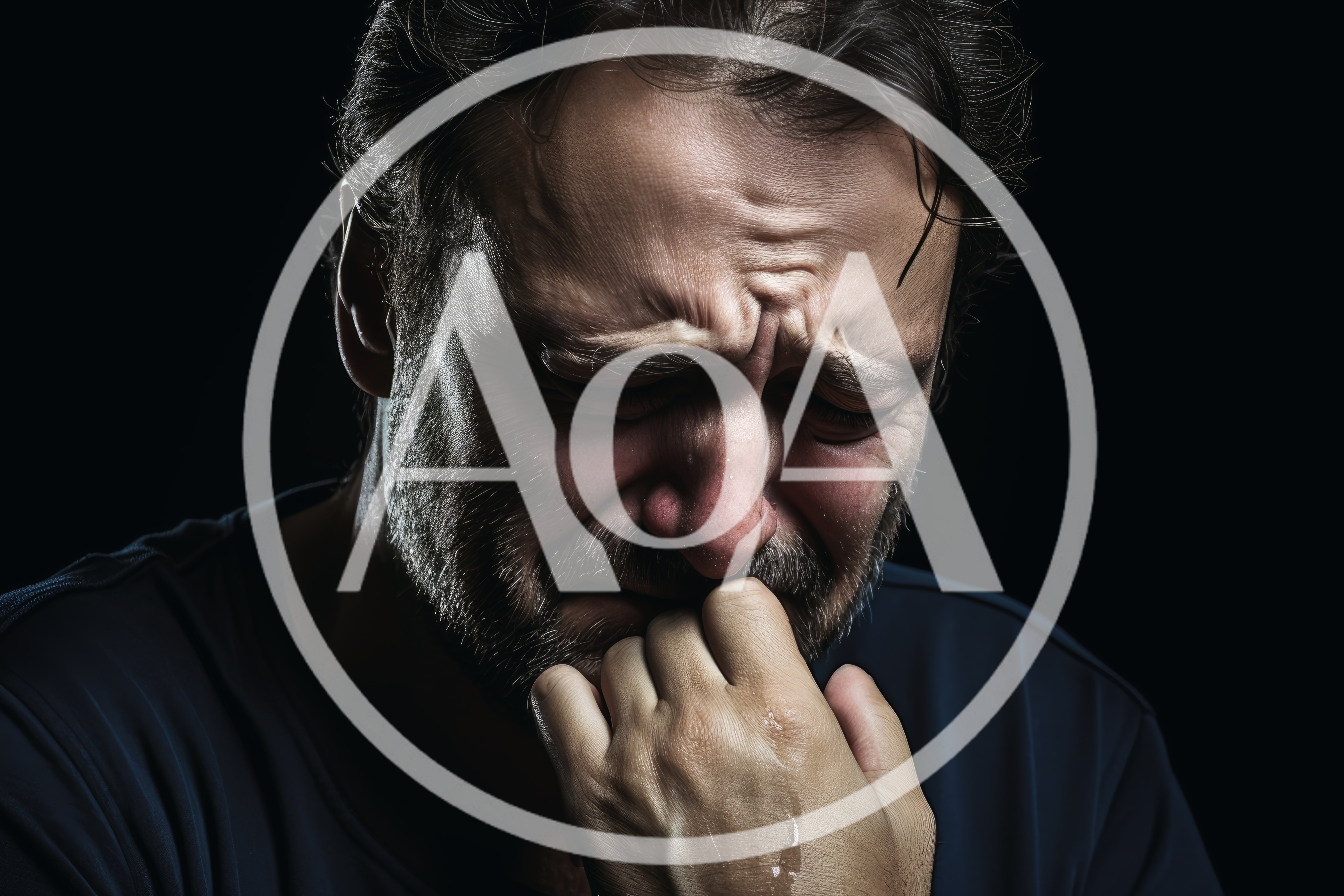 Close Up Of A Crying Man In Distress