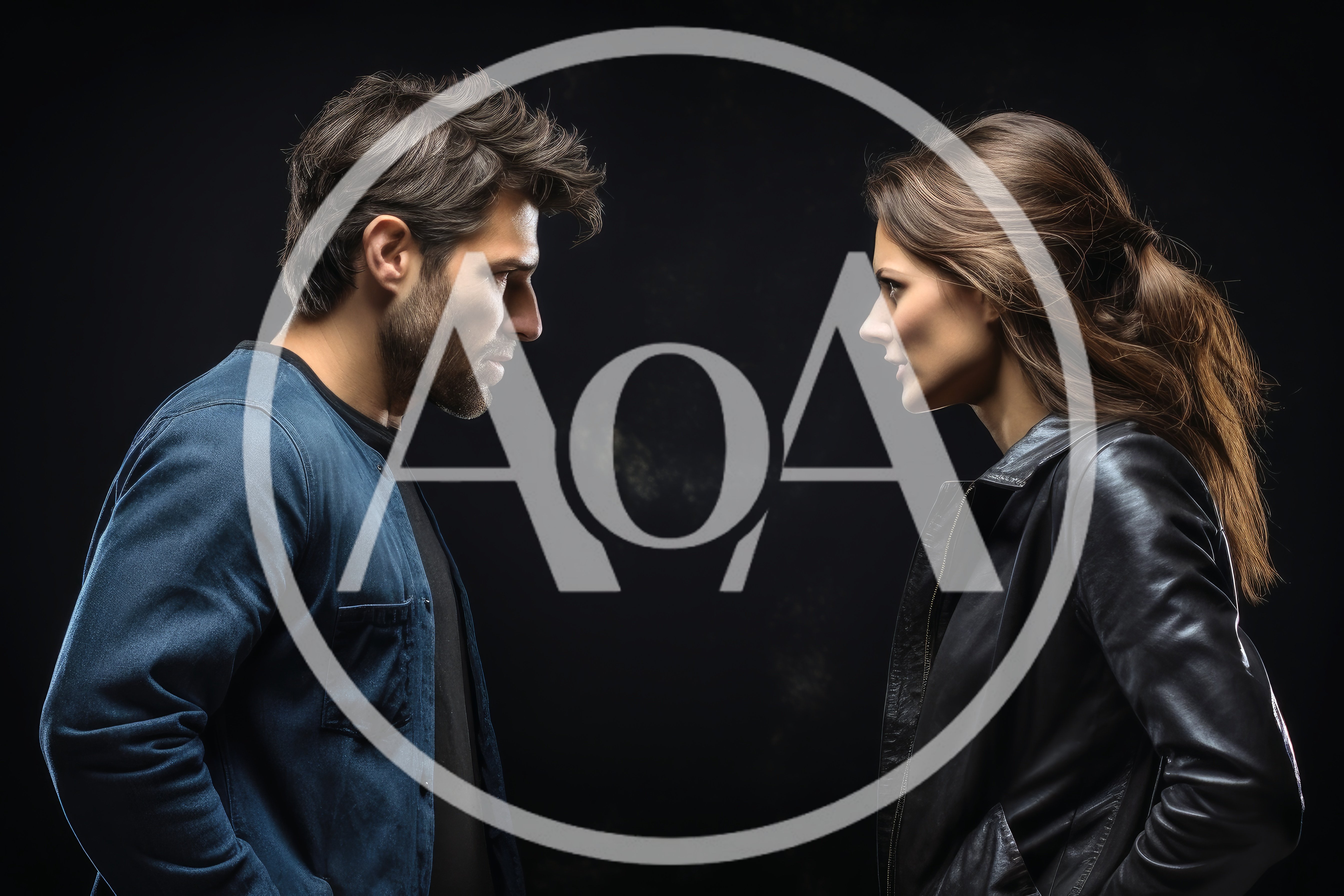 Man and Woman Facing Each Other in Intense Confrontation