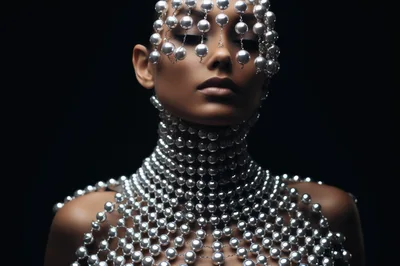 Portrait Of A Woman Adorned In Pearl Jewelry