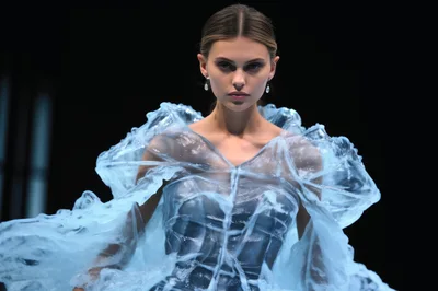 Model Wearing Avant Garde Ice Inspired Fashion