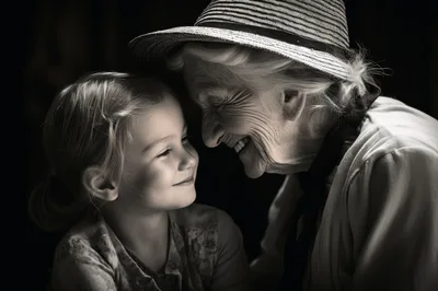 Grandmother And Granddaughter Sharing A Tender Moment