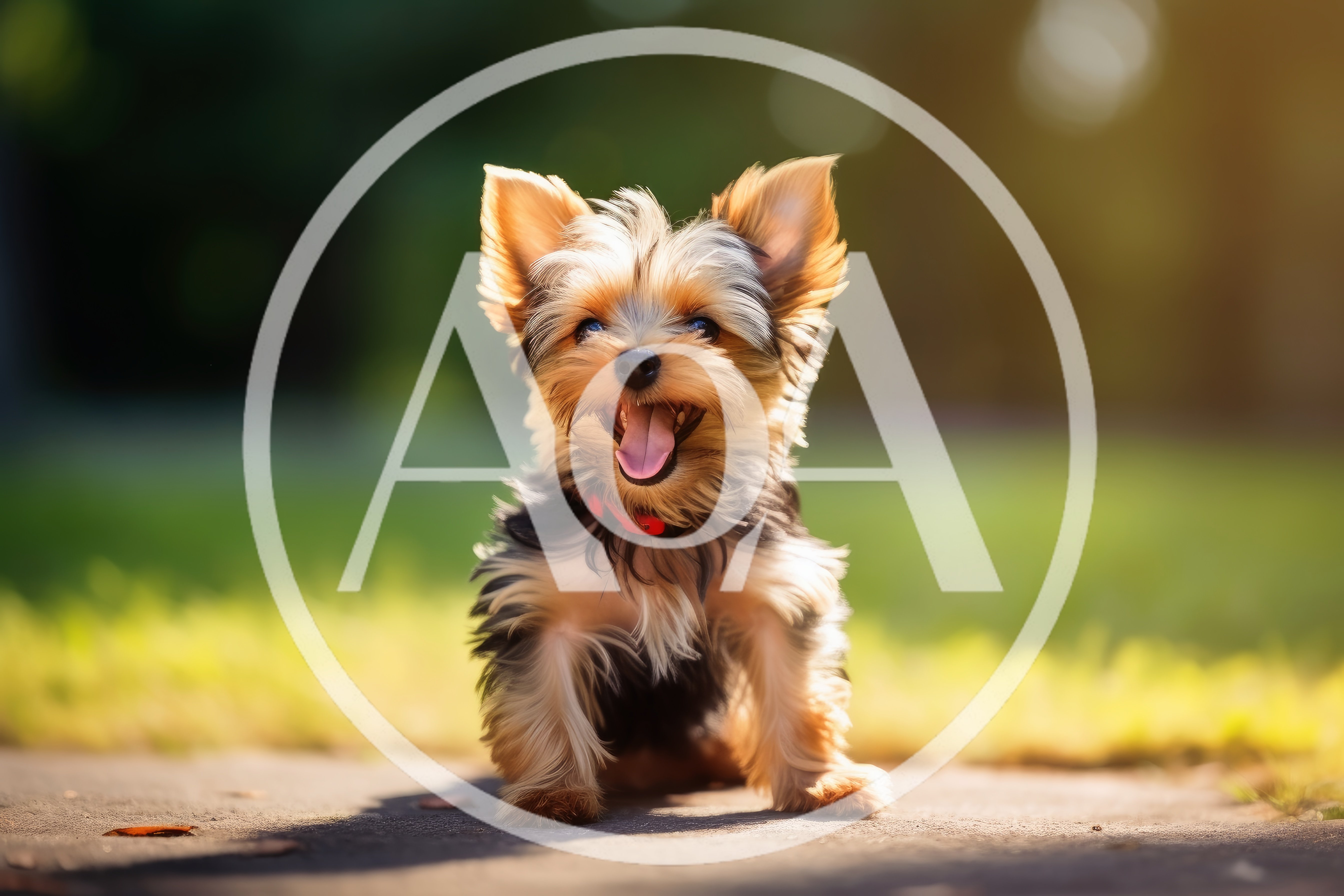 Adorable Yorkshire Terrier Puppy Sitting Outdoors