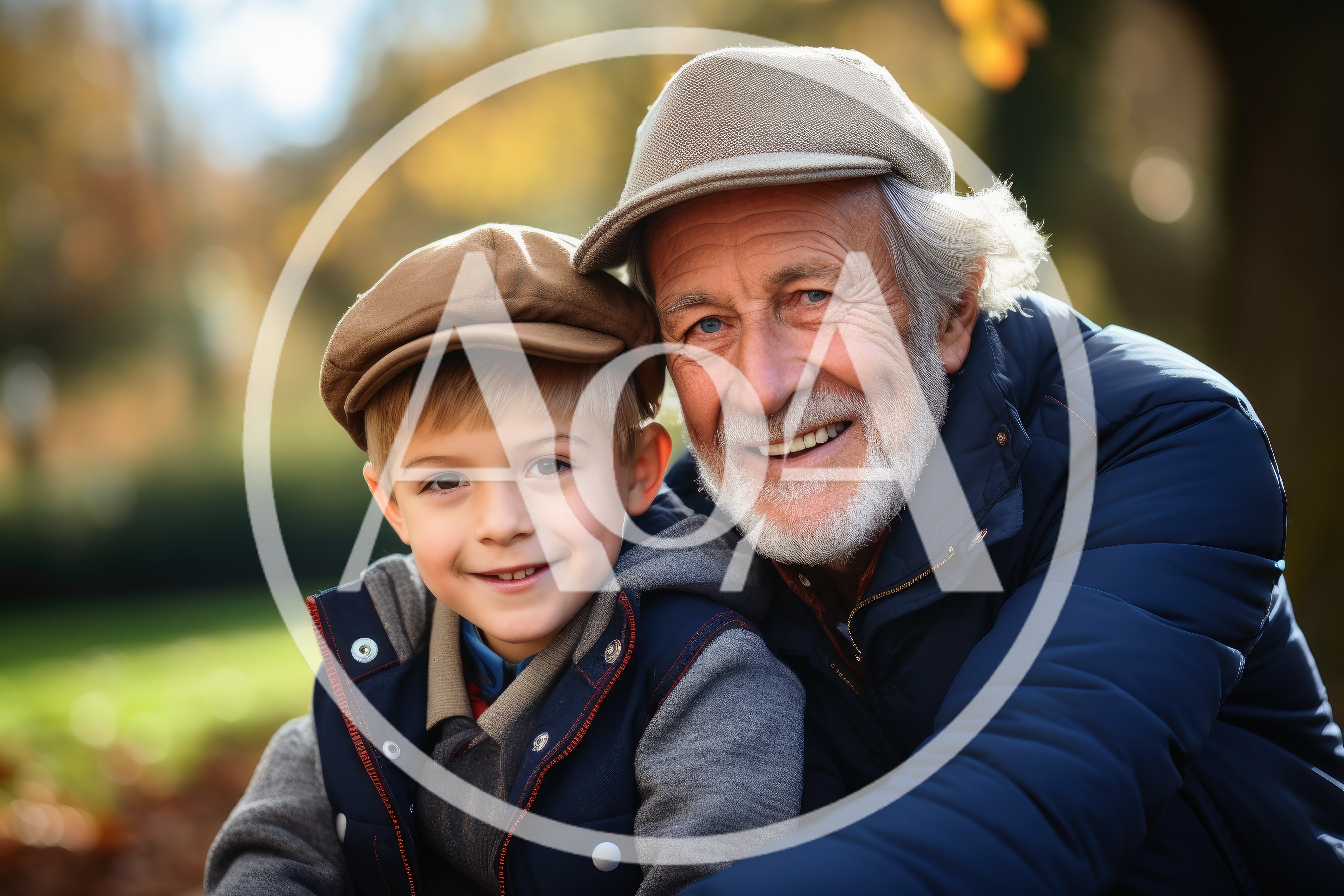 Grandfather and Grandson Wearing Flat Caps Outdoors