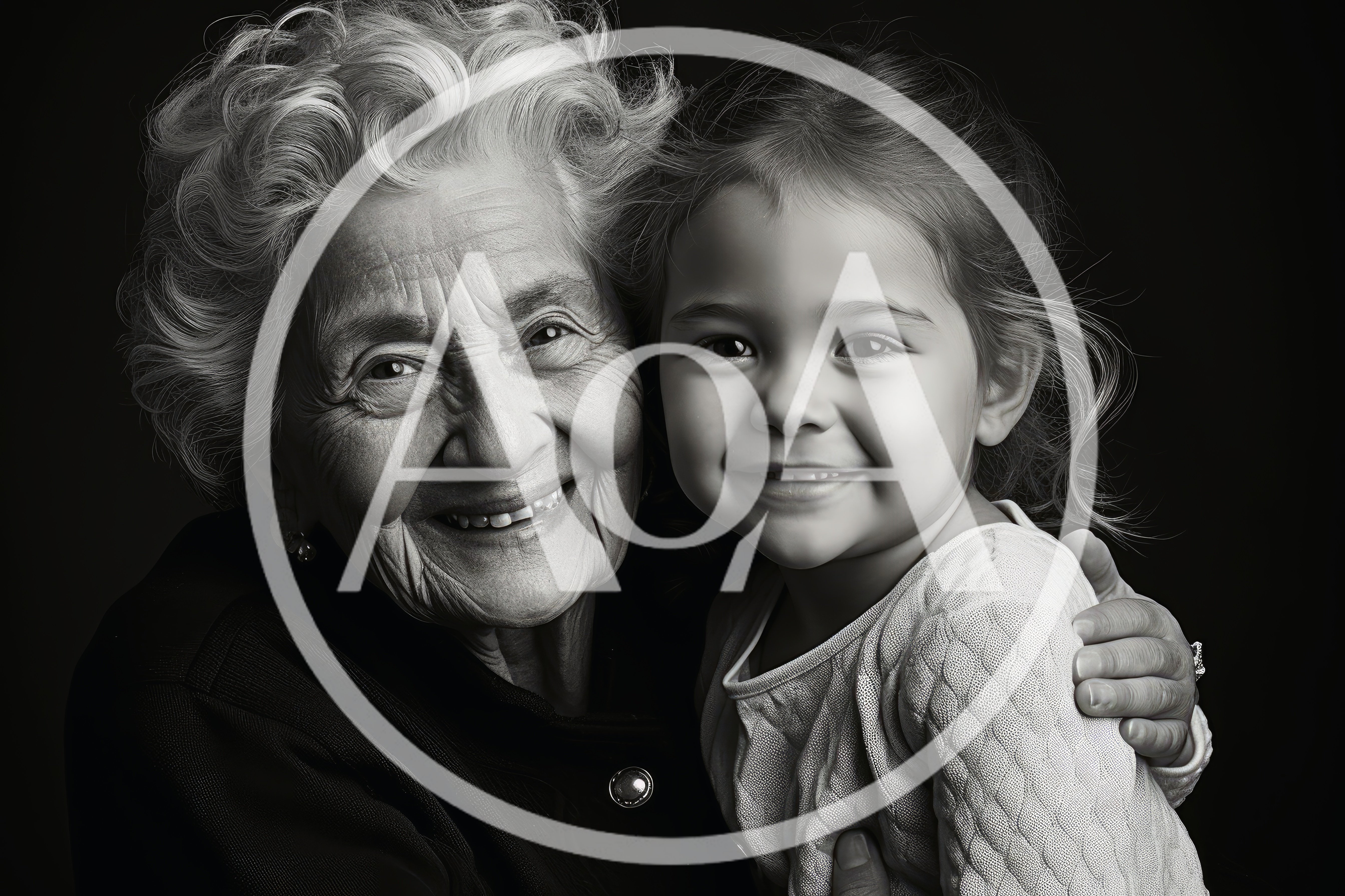 Portrait Of An Elderly Woman And Young Girl