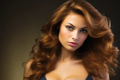 Portrait Of A Beautiful Woman With Wavy Brown Hair