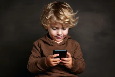 Young Boy Looking At A Smartphone