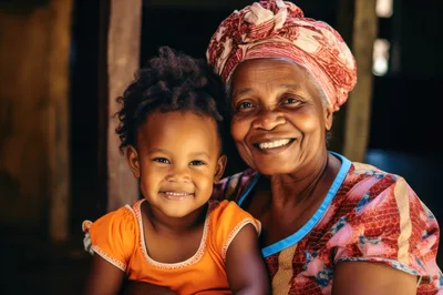 Portrait of an Elderly African Woman and Her Granddaughter