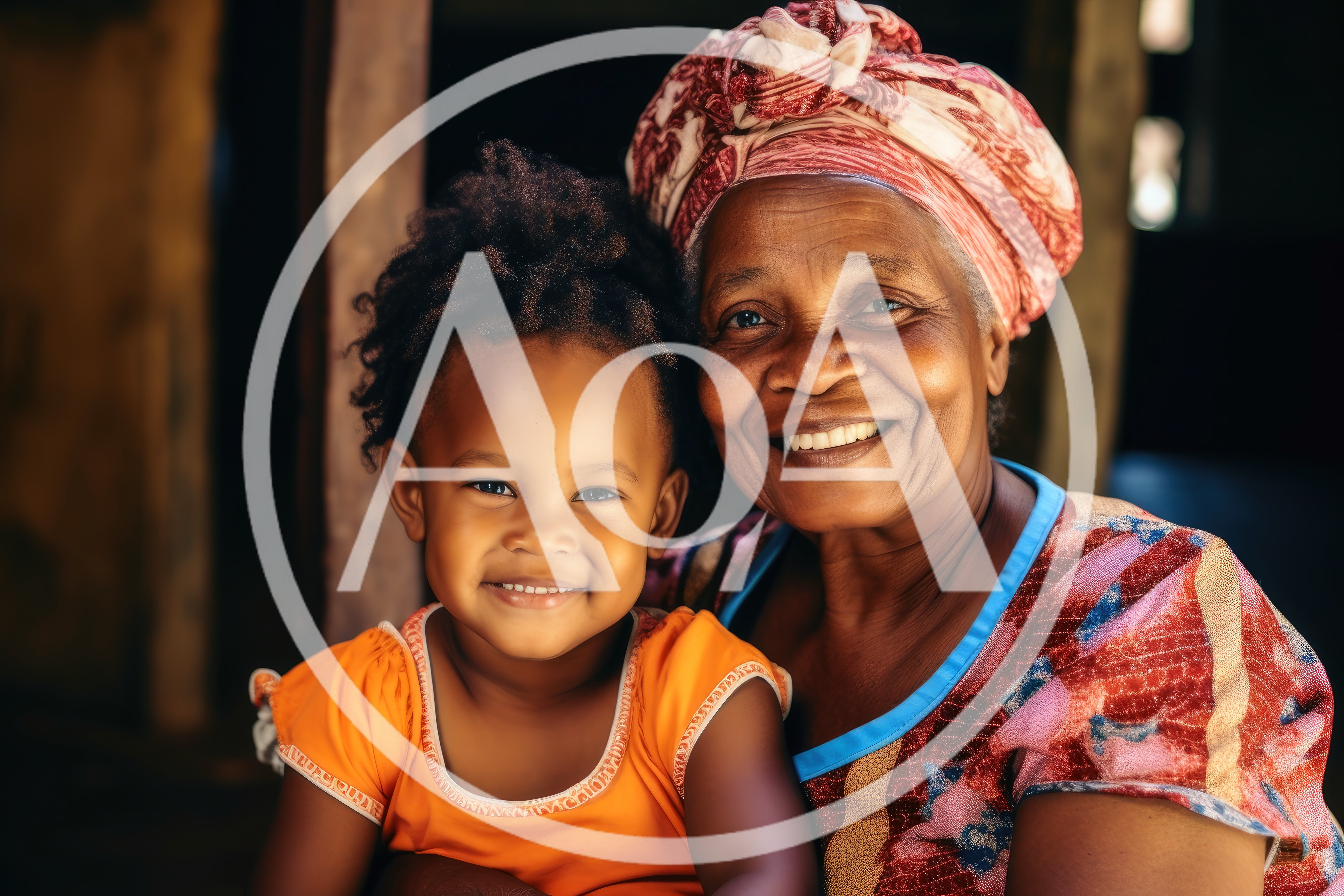 Portrait of an Elderly African Woman and Her Granddaughter