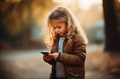 Young Girl Using Smartphone Outdoors