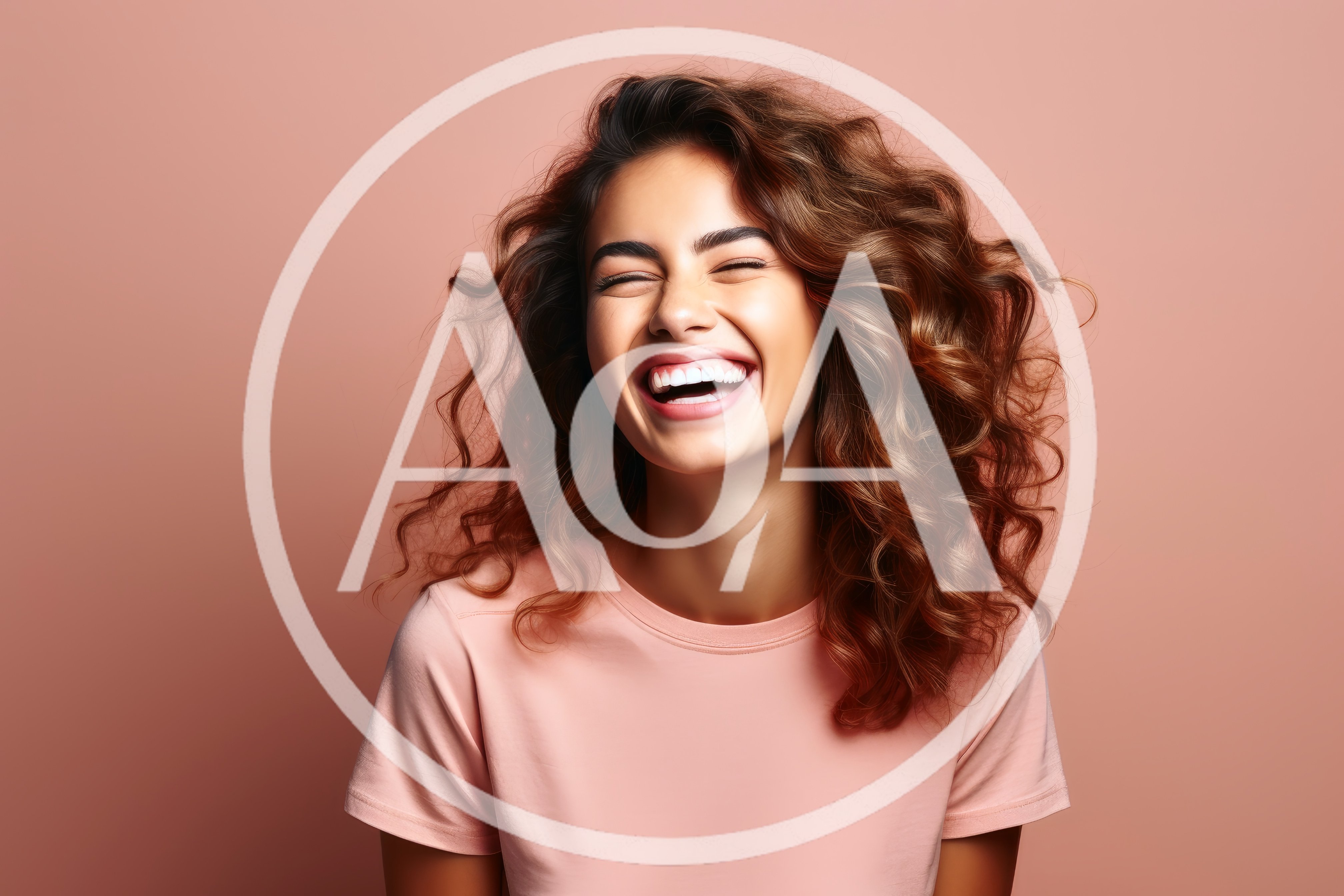 Happy Young Woman Laughing With Curly Hair