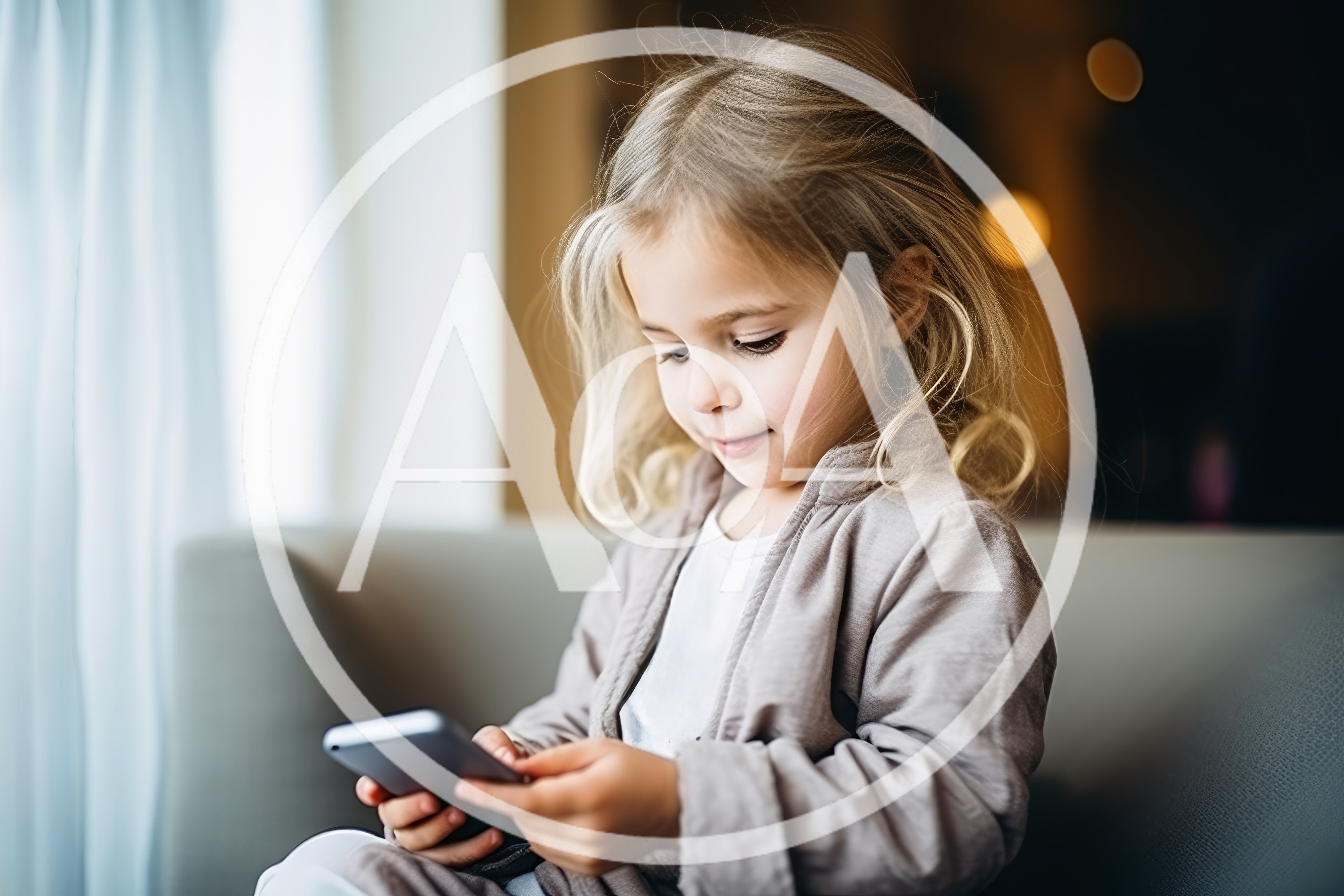 Young Girl Using Smartphone On Sofa