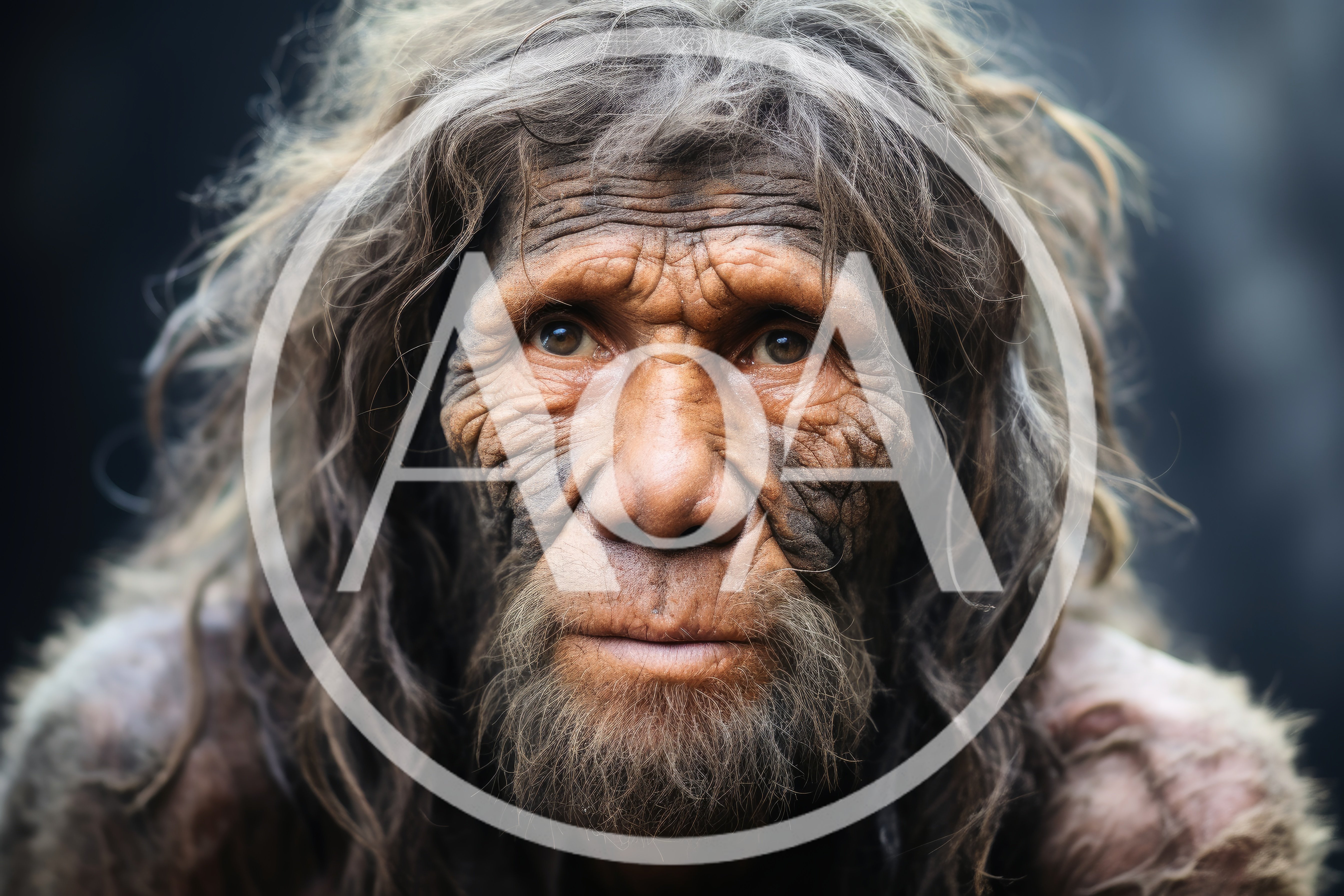 Portrait Of A Neanderthal Man With Long Hair