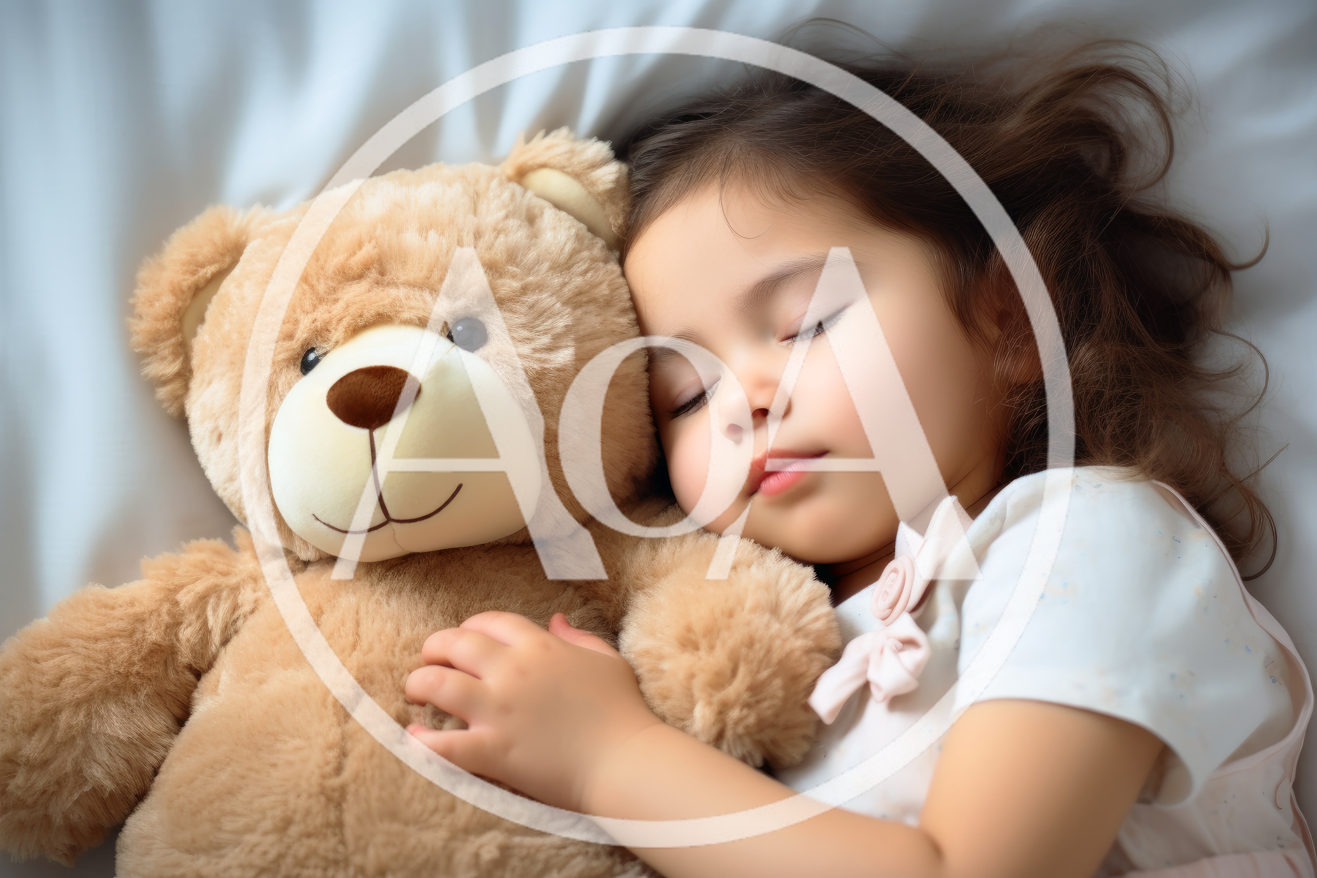 Little Girl Sleeping Peacefully With Her Teddy Bear