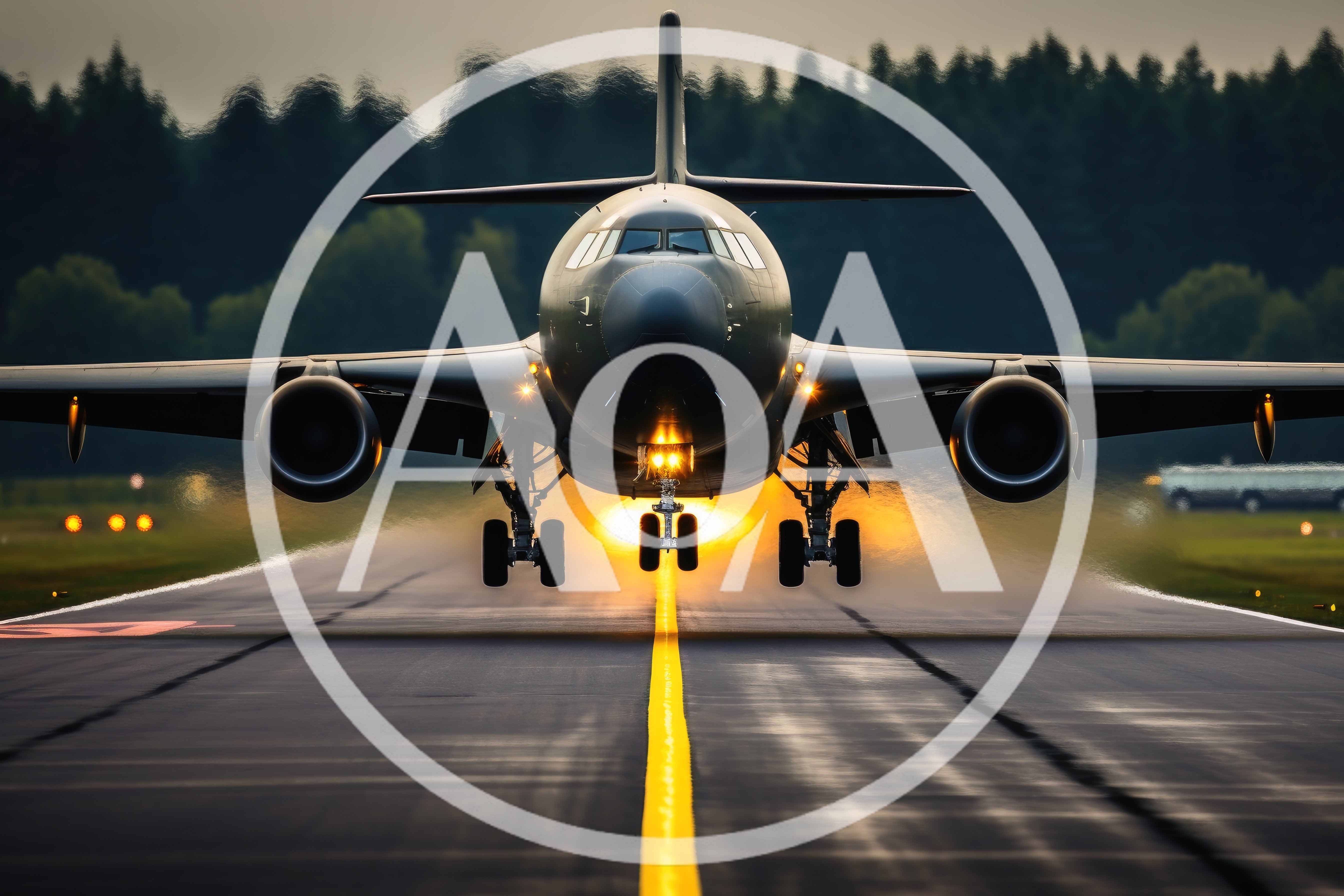 Military Transport Aircraft Landing On Airport Runway
