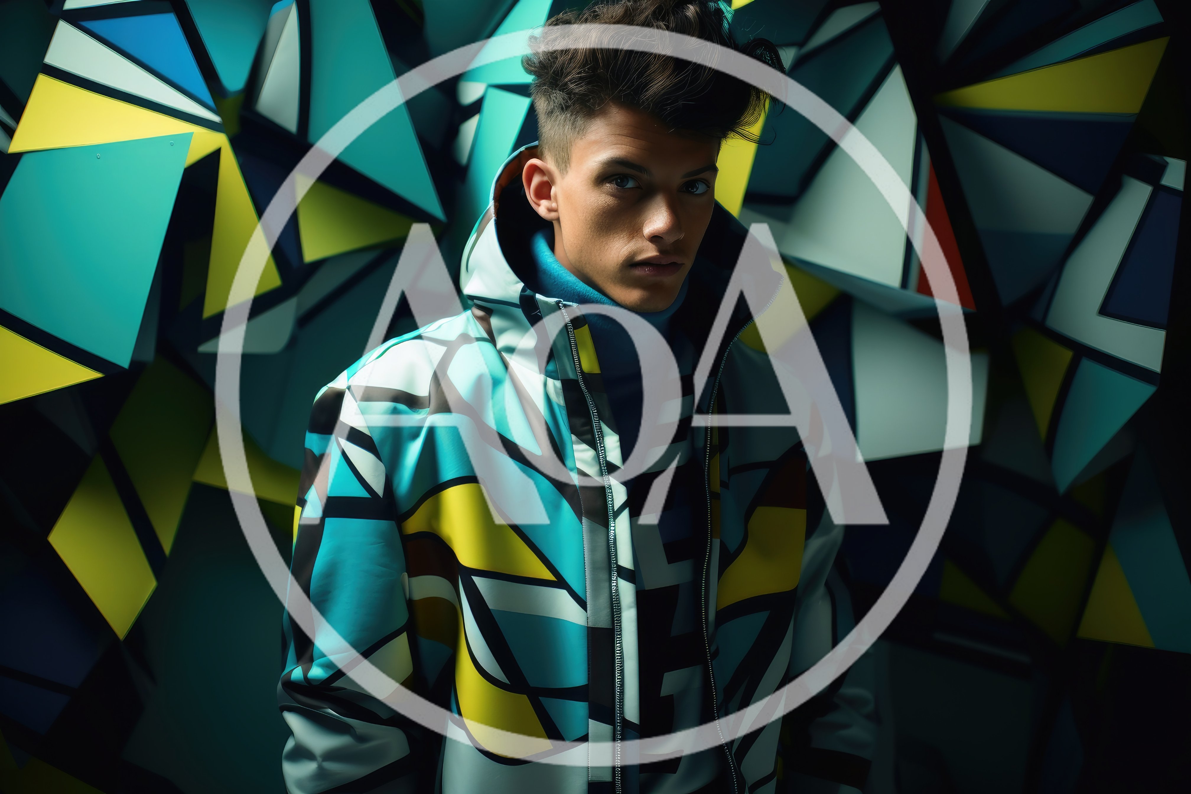 Young Man Wearing Geometric Patterned Jacket