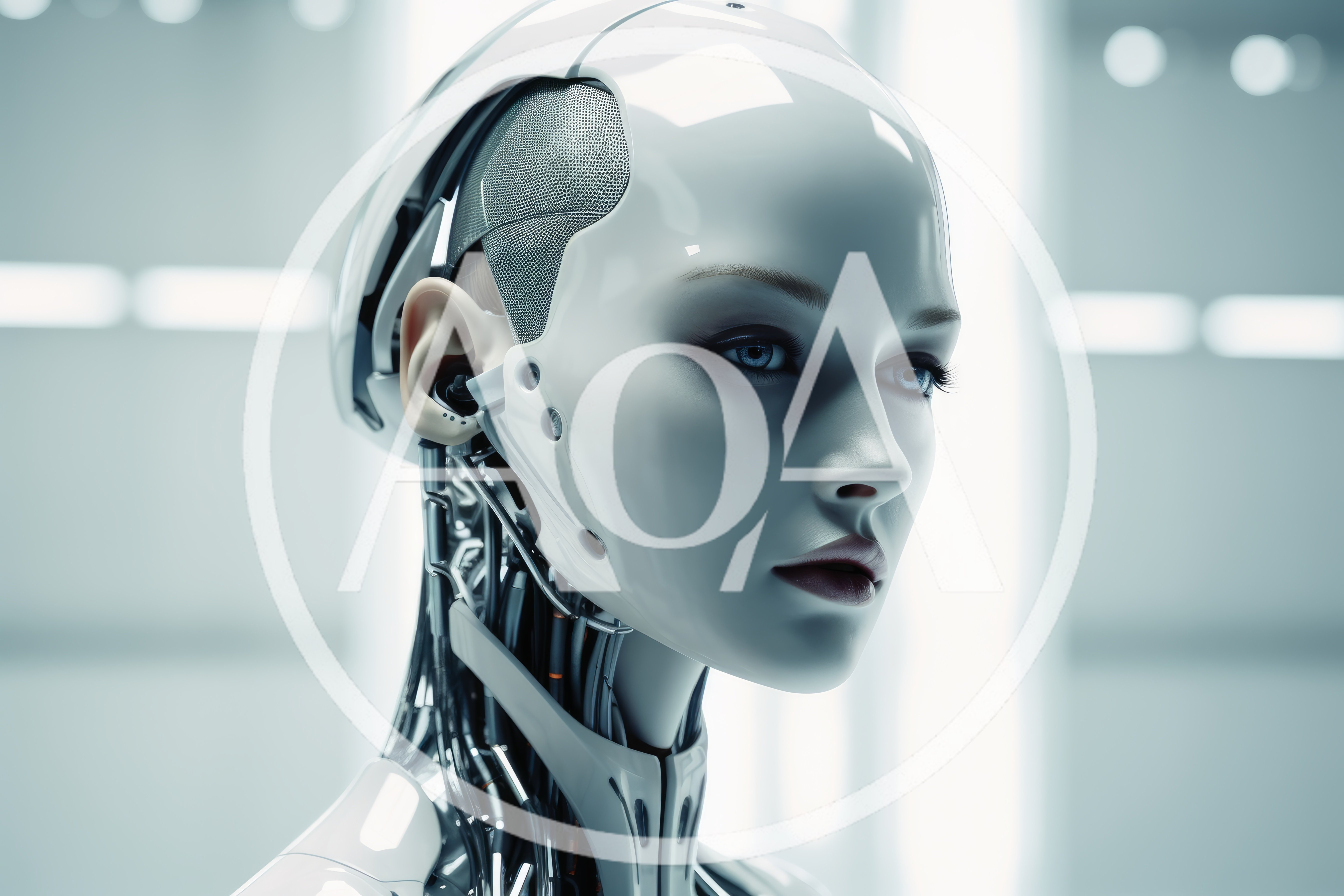 Portrait Of A Futuristic Humanoid Android Robot