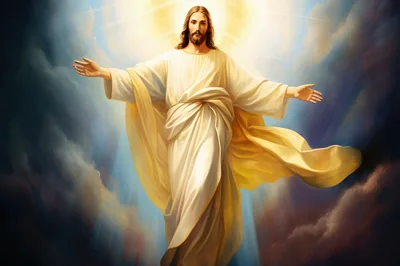 Jesus Christ Ascending In Radiant Light