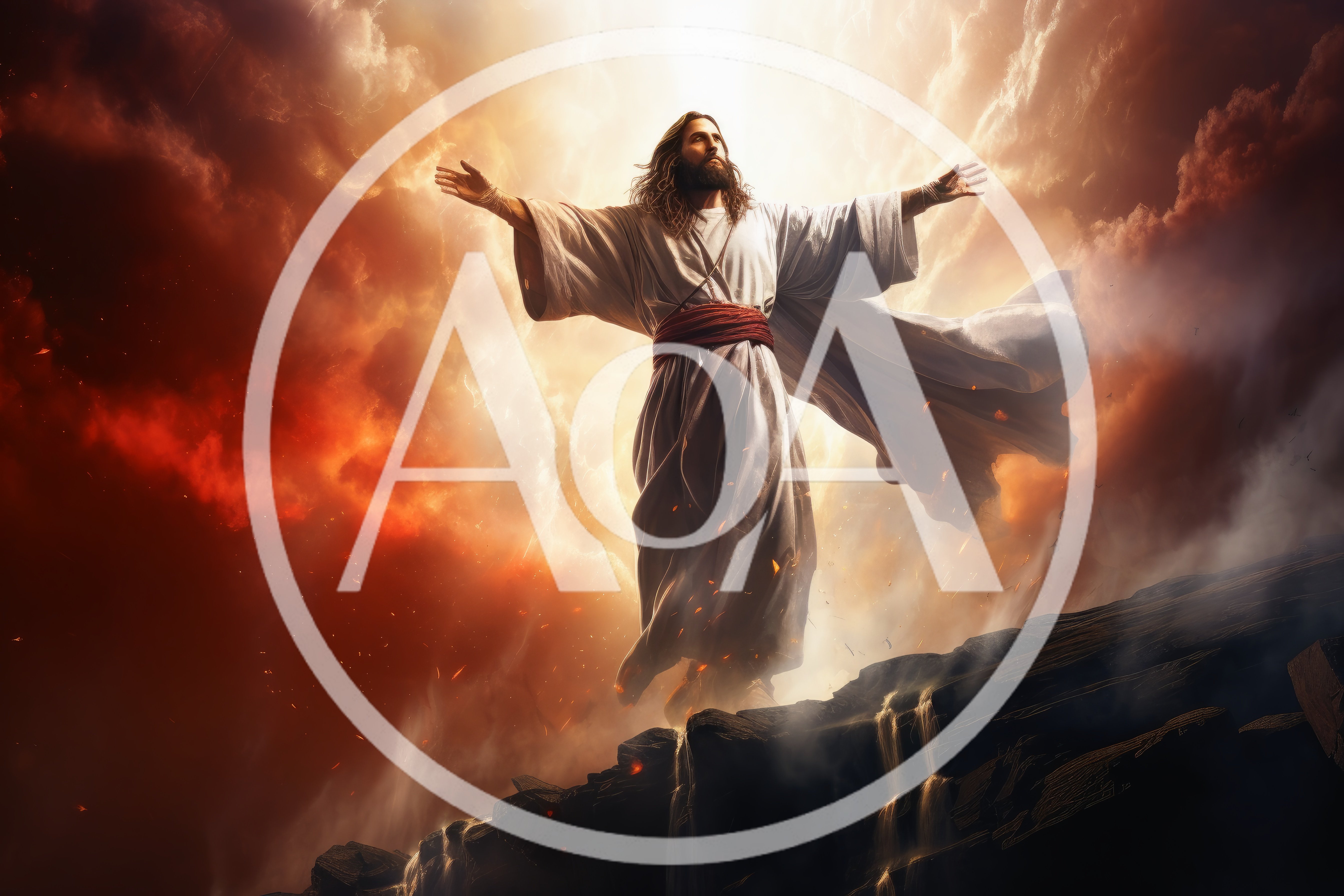 Jesus Christ Standing With Arms Outstretched In Radiant Light